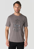 Camiseta Hombre Manga Corta Lavada Estampado Calavera Gris – Koroshi