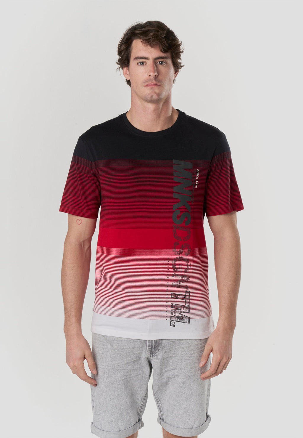 Camiseta Hombre Manga Corta Rayas Degradadas Color Block – Koroshi 2611MC33