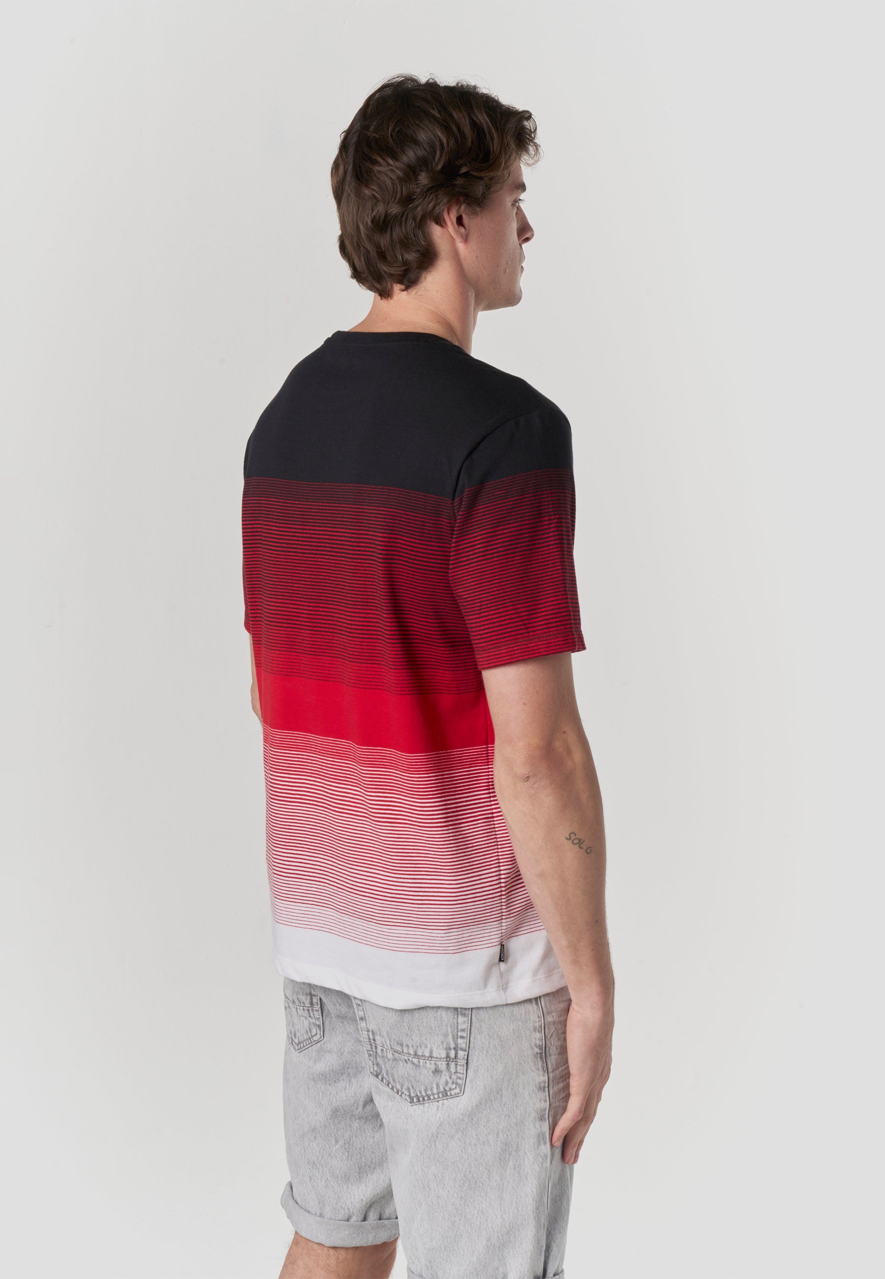 Camiseta Hombre Manga Corta Rayas Degradadas Color Block – Koroshi 2611MC33