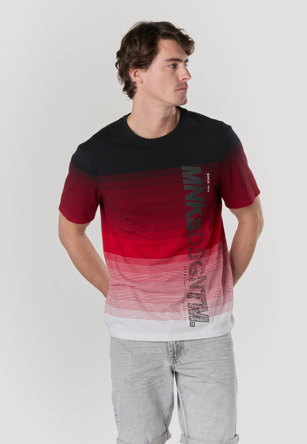 Camiseta Hombre Manga Corta Rayas Degradadas Color Block – Koroshi 2611MC33