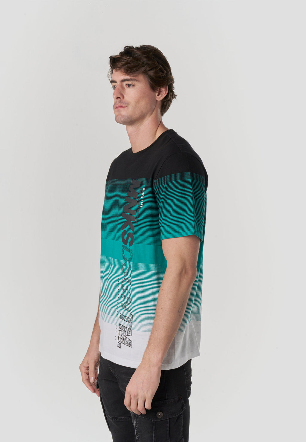 Camiseta Hombre Manga Corta Rayas Degradadas Color Block – Koroshi 2611MC33