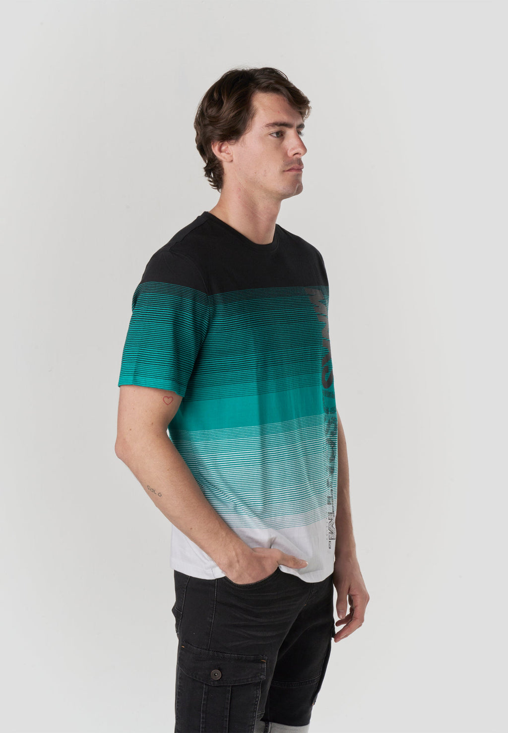Camiseta Hombre Manga Corta Rayas Degradadas Color Block – Koroshi 2611MC33