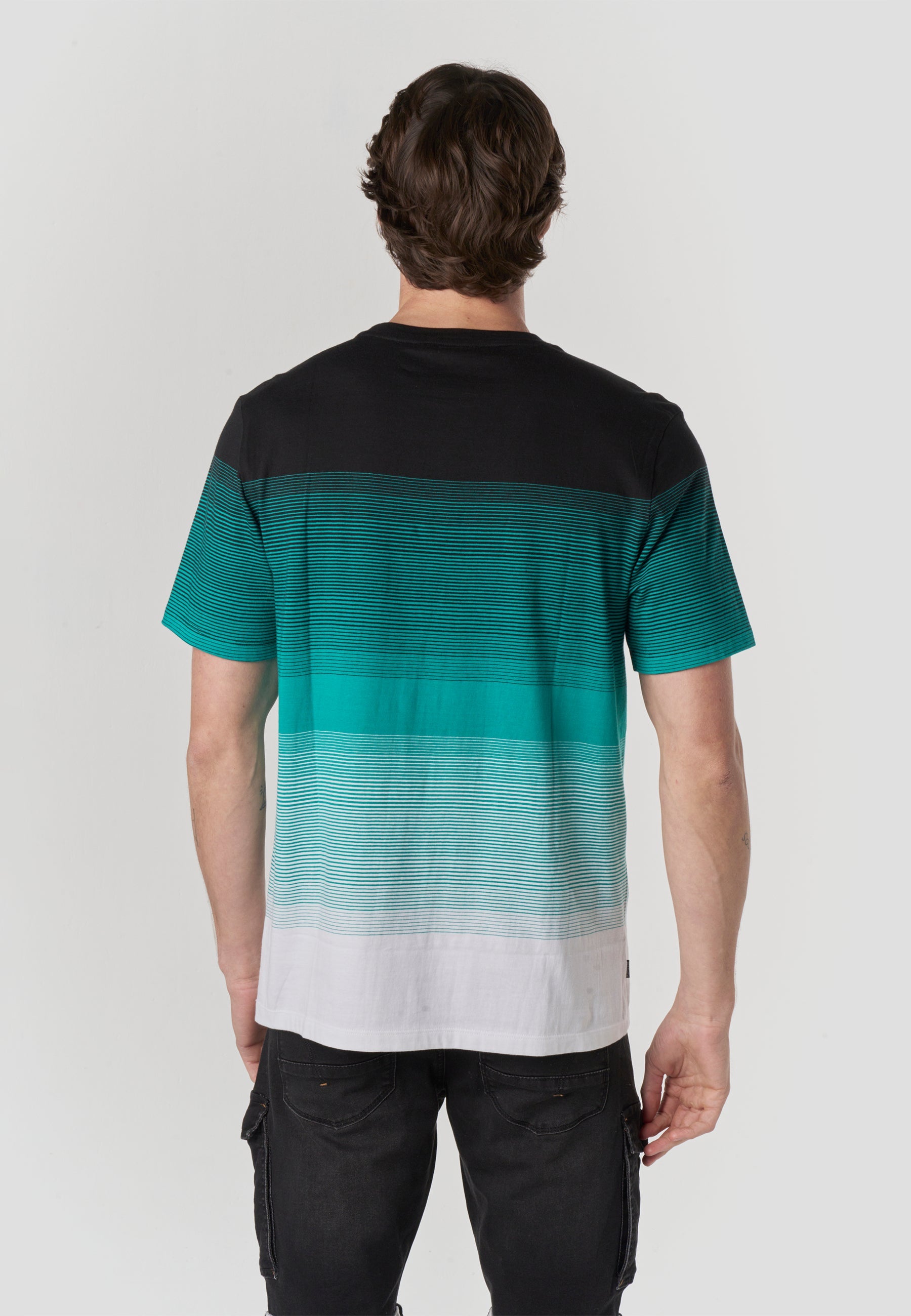 Camiseta Hombre Manga Corta Rayas Degradadas Color Block – Koroshi 2611MC33