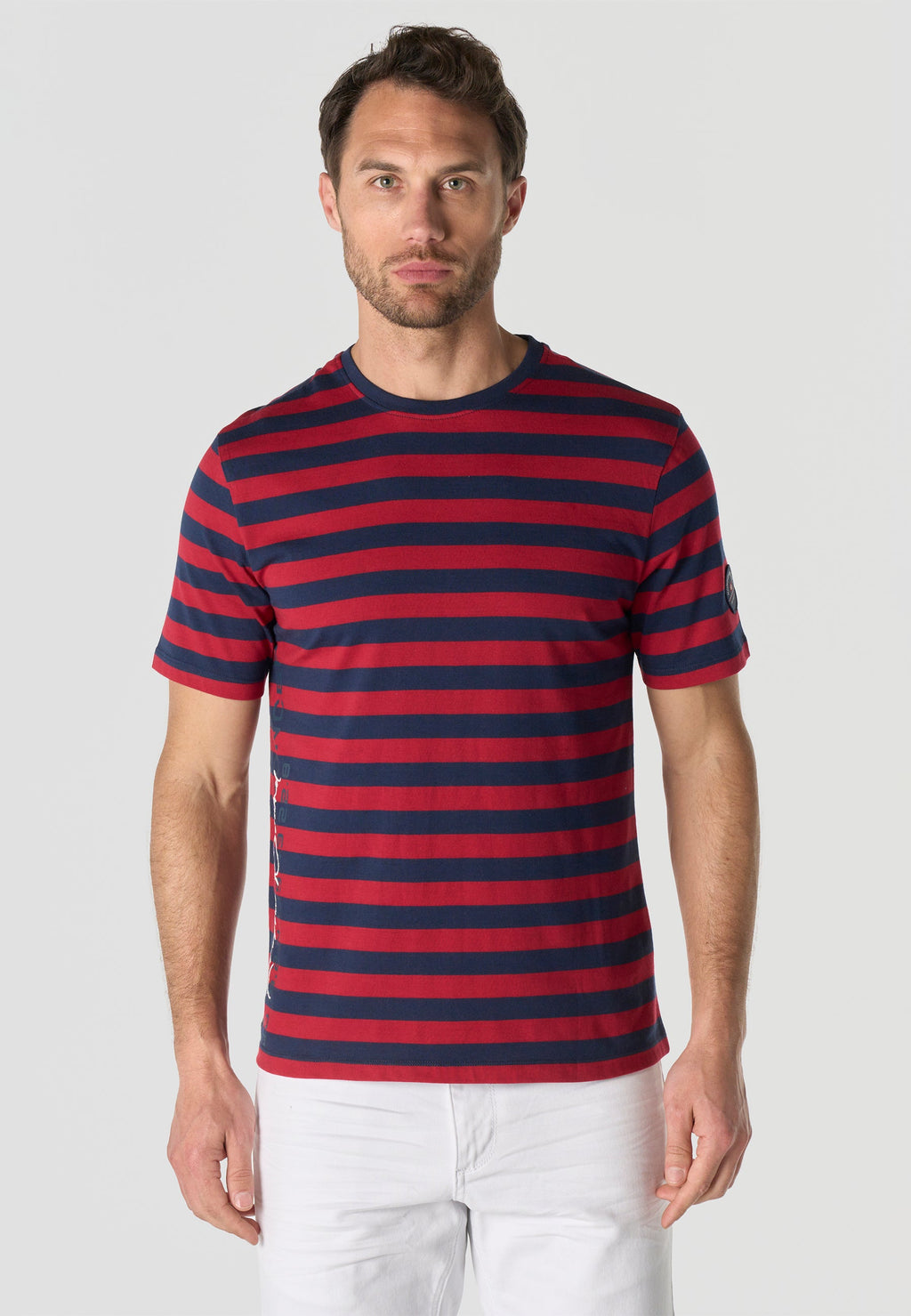 Camiseta Hombre Manga Corta Rayas Náuticas Algodón – Koroshi 2611MC35