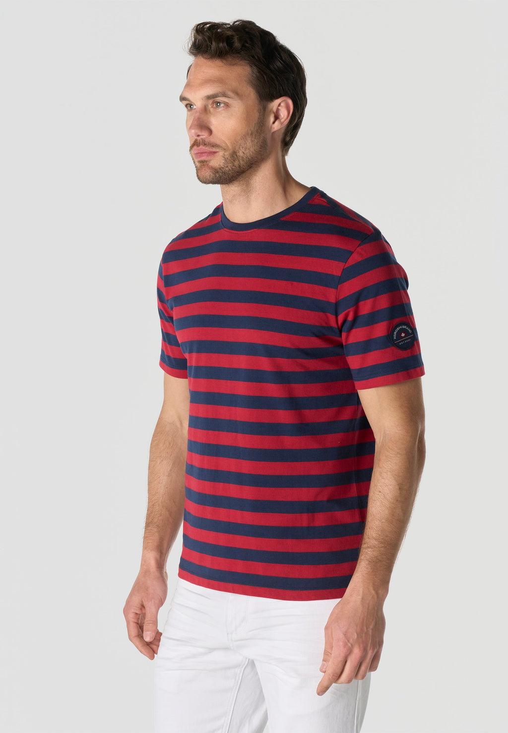 Camiseta Hombre Manga Corta Rayas Náuticas Algodón – Koroshi 2611MC35