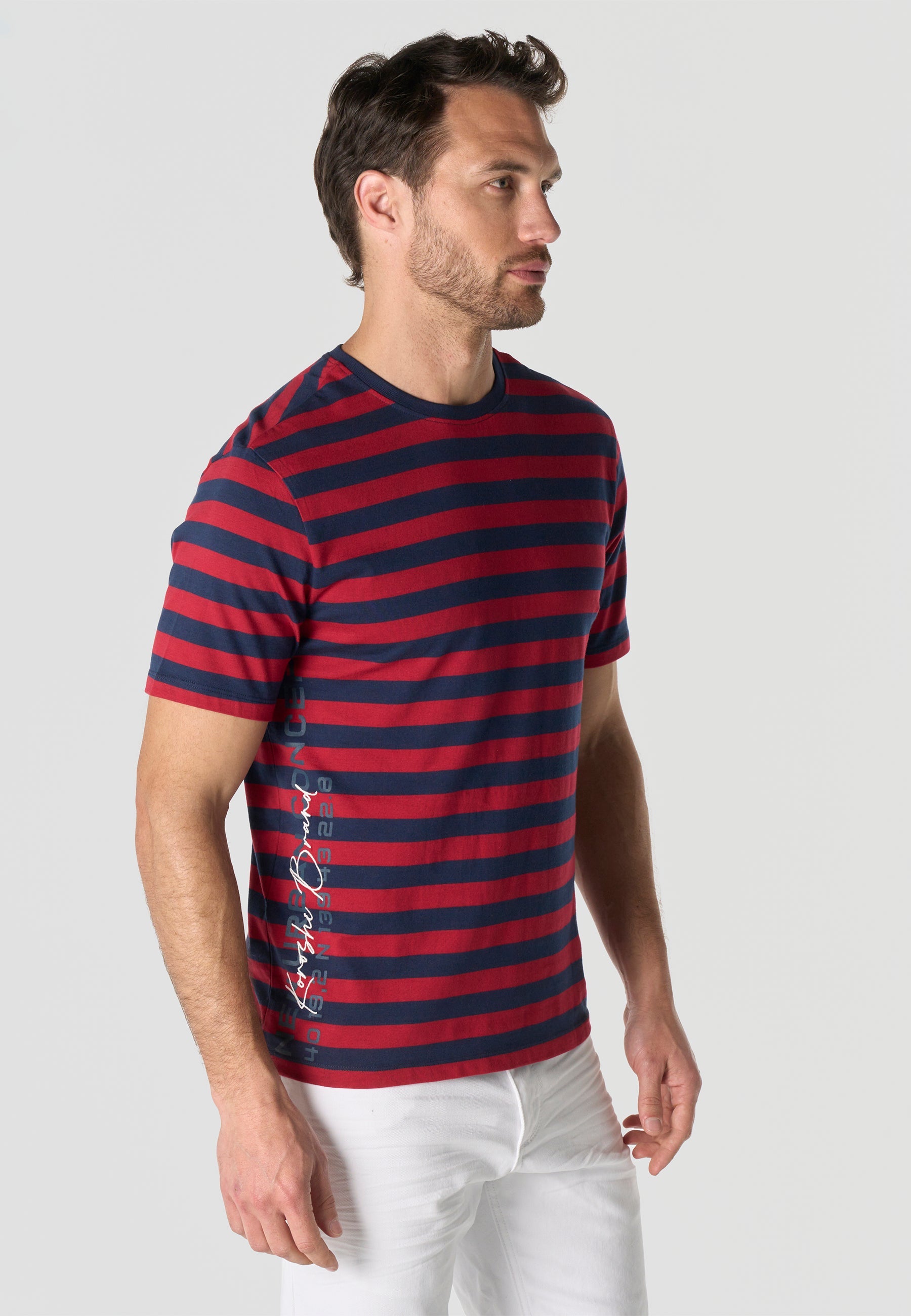 Camiseta Hombre Manga Corta Rayas Náuticas Algodón – Koroshi 2611MC35