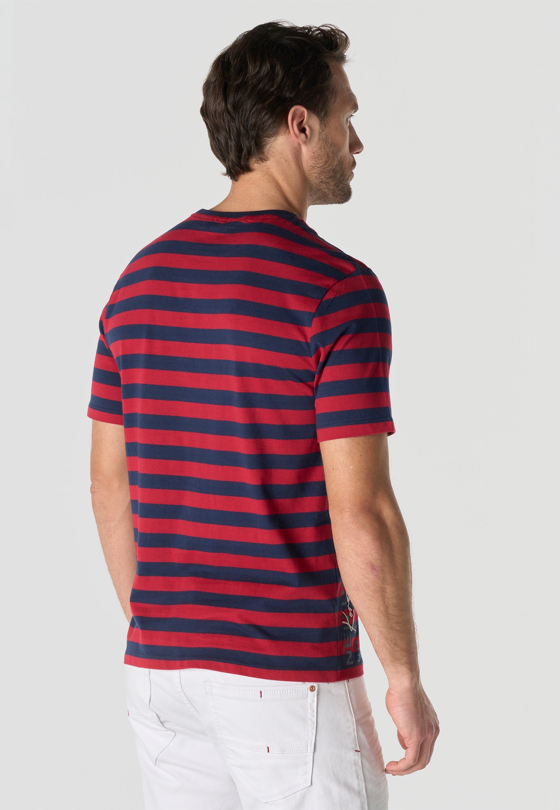 Camiseta Hombre Manga Corta Rayas Náuticas Algodón – Koroshi 2611MC35