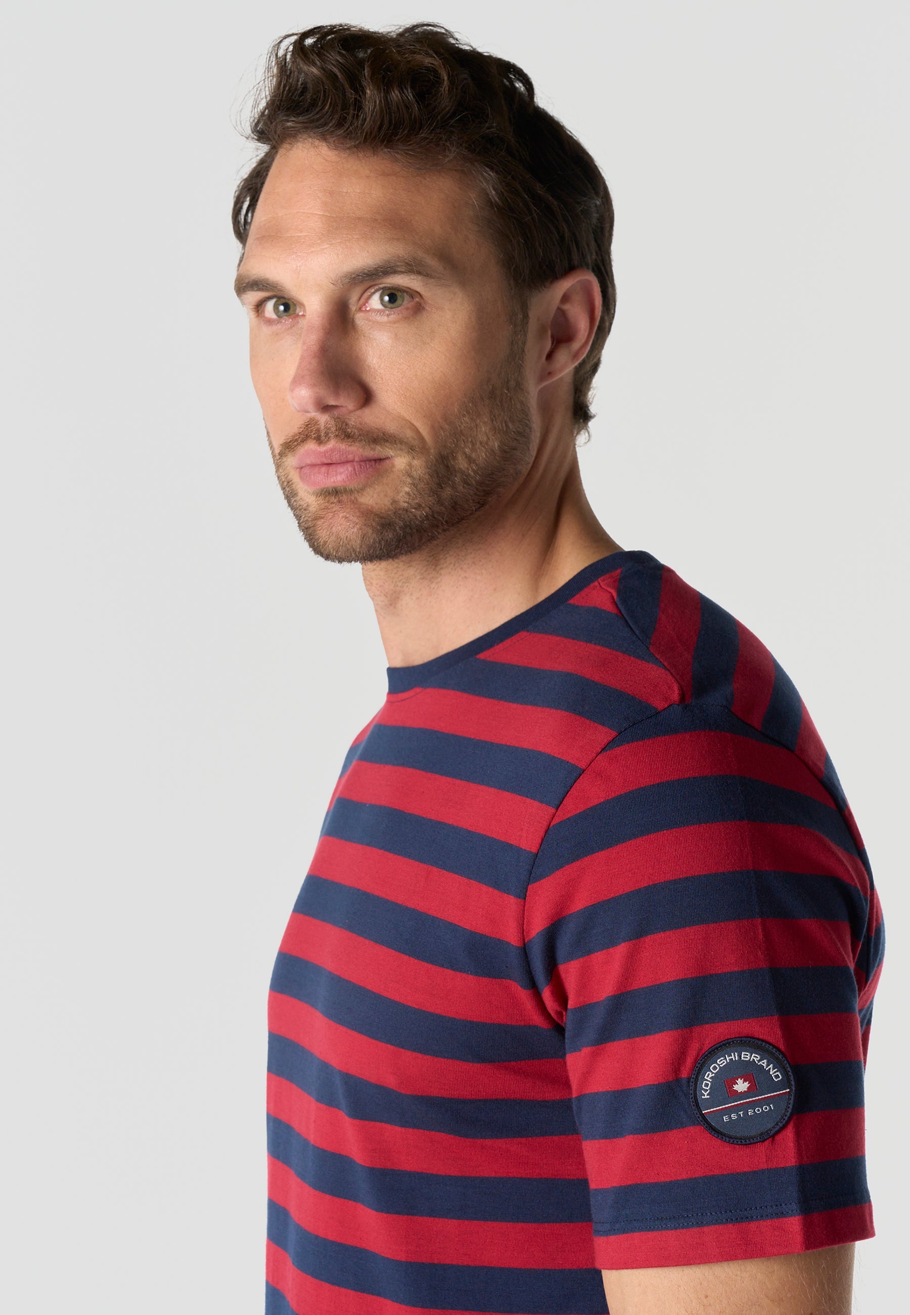 Camiseta Hombre Manga Corta Rayas Náuticas Algodón – Koroshi 2611MC35