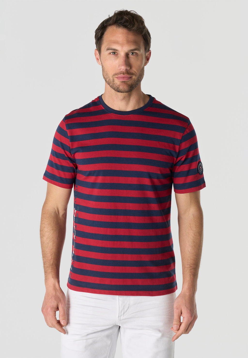 Camiseta Hombre Manga Corta Rayas Náuticas Algodón – Koroshi 2611MC35