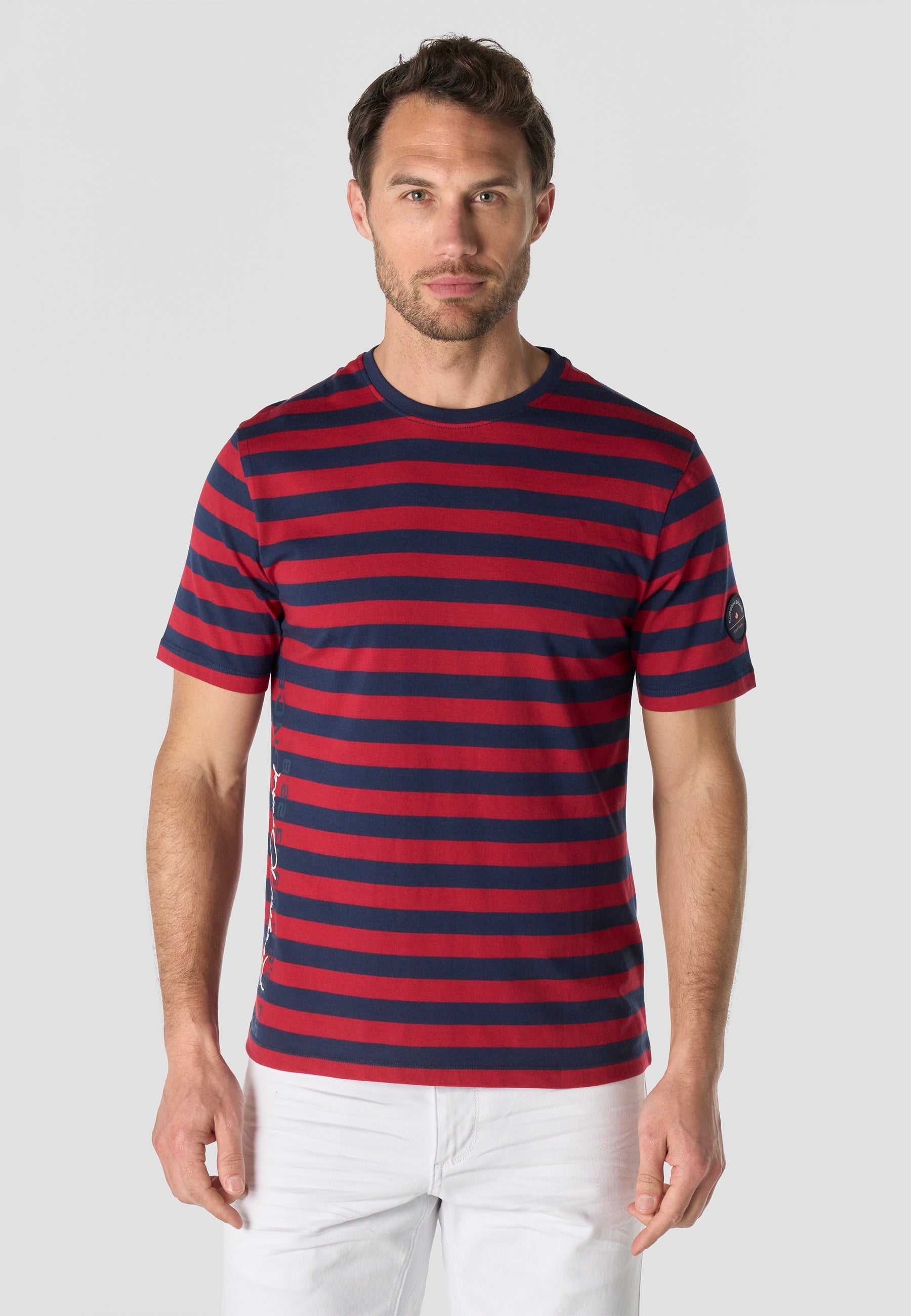 Camiseta Hombre Manga Corta Rayas Náuticas Algodón – Koroshi 2611MC35
