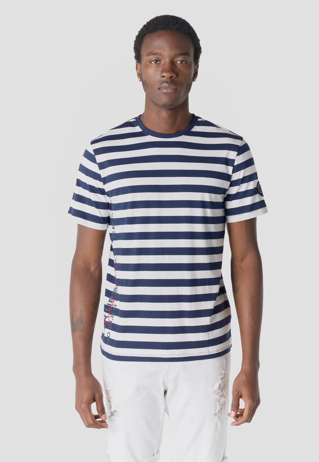 Camiseta Hombre Manga Corta Rayas Náuticas Algodón – Koroshi 2611MC35