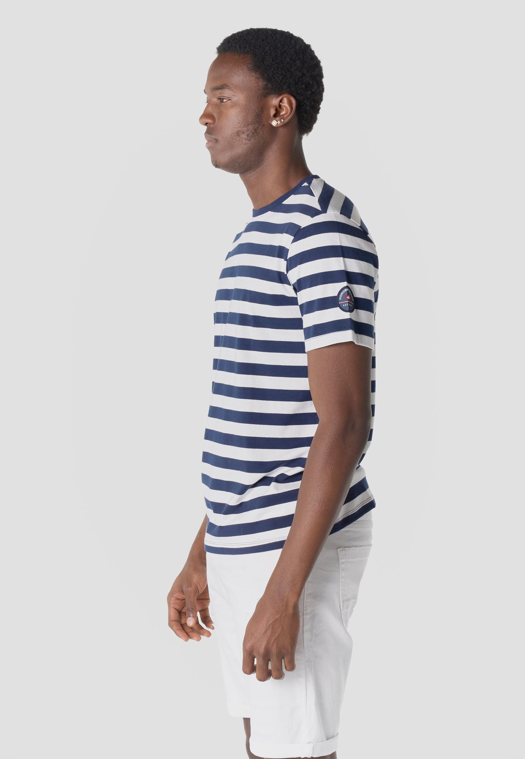 Camiseta Hombre Manga Corta Rayas Náuticas Algodón – Koroshi 2611MC35