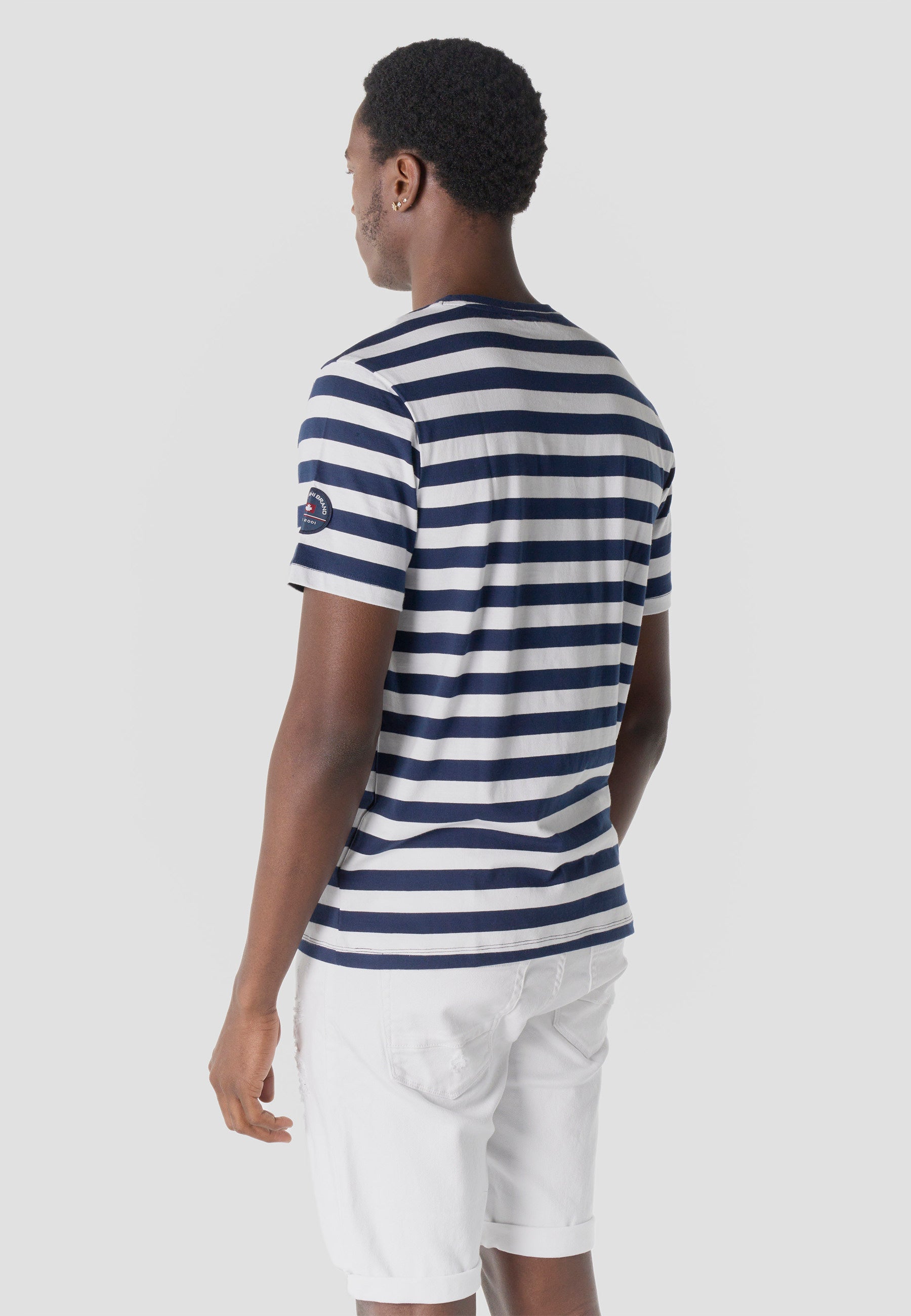 Camiseta Hombre Manga Corta Rayas Náuticas Algodón – Koroshi 2611MC35