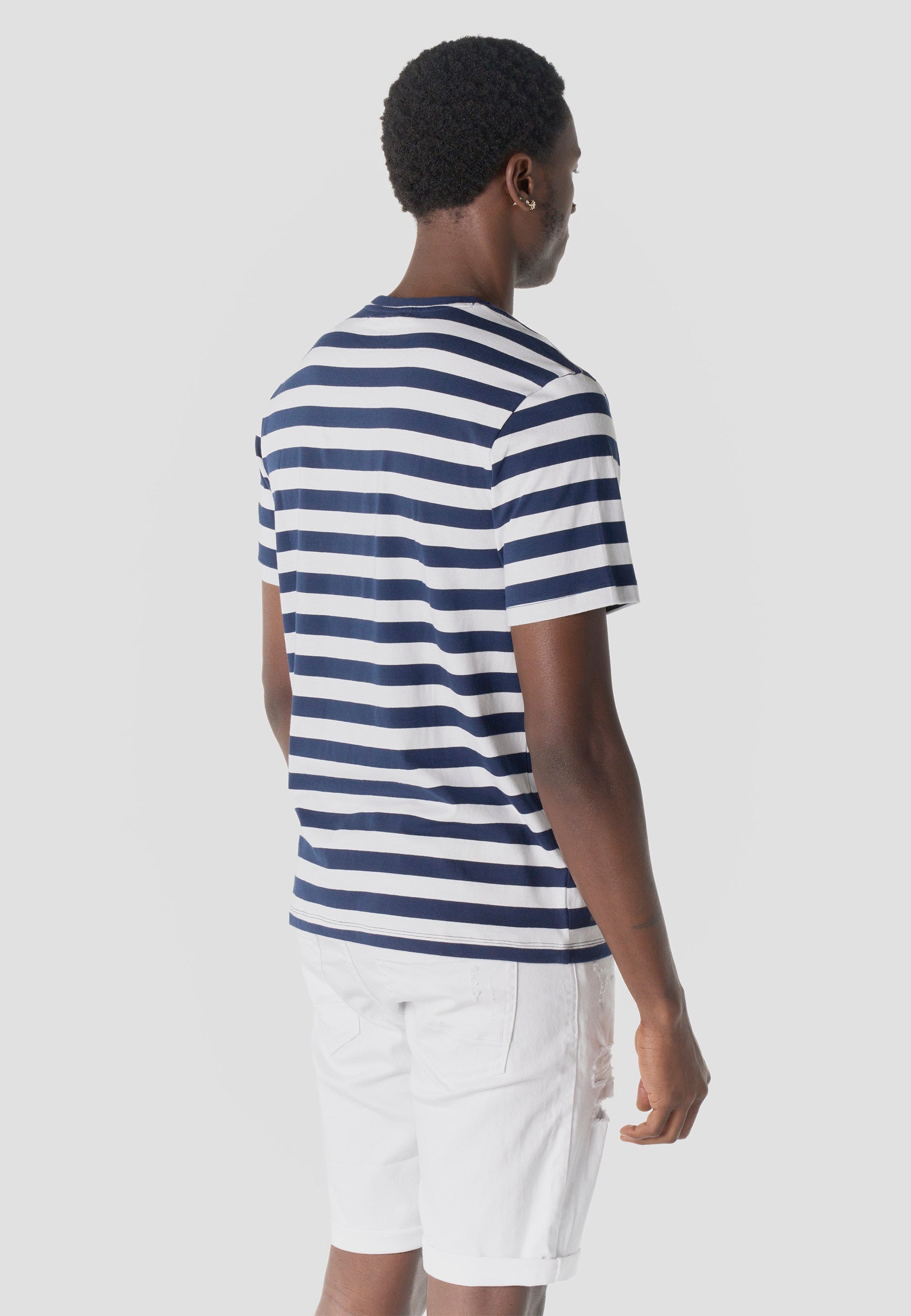 Camiseta Hombre Manga Corta Rayas Náuticas Algodón – Koroshi 2611MC35