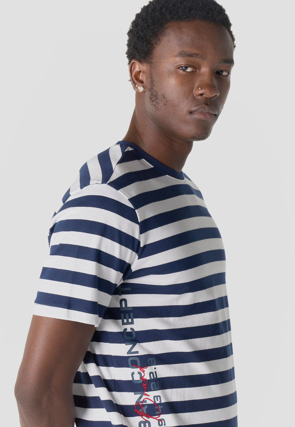 Camiseta Hombre Manga Corta Rayas Náuticas Algodón – Koroshi 2611MC35