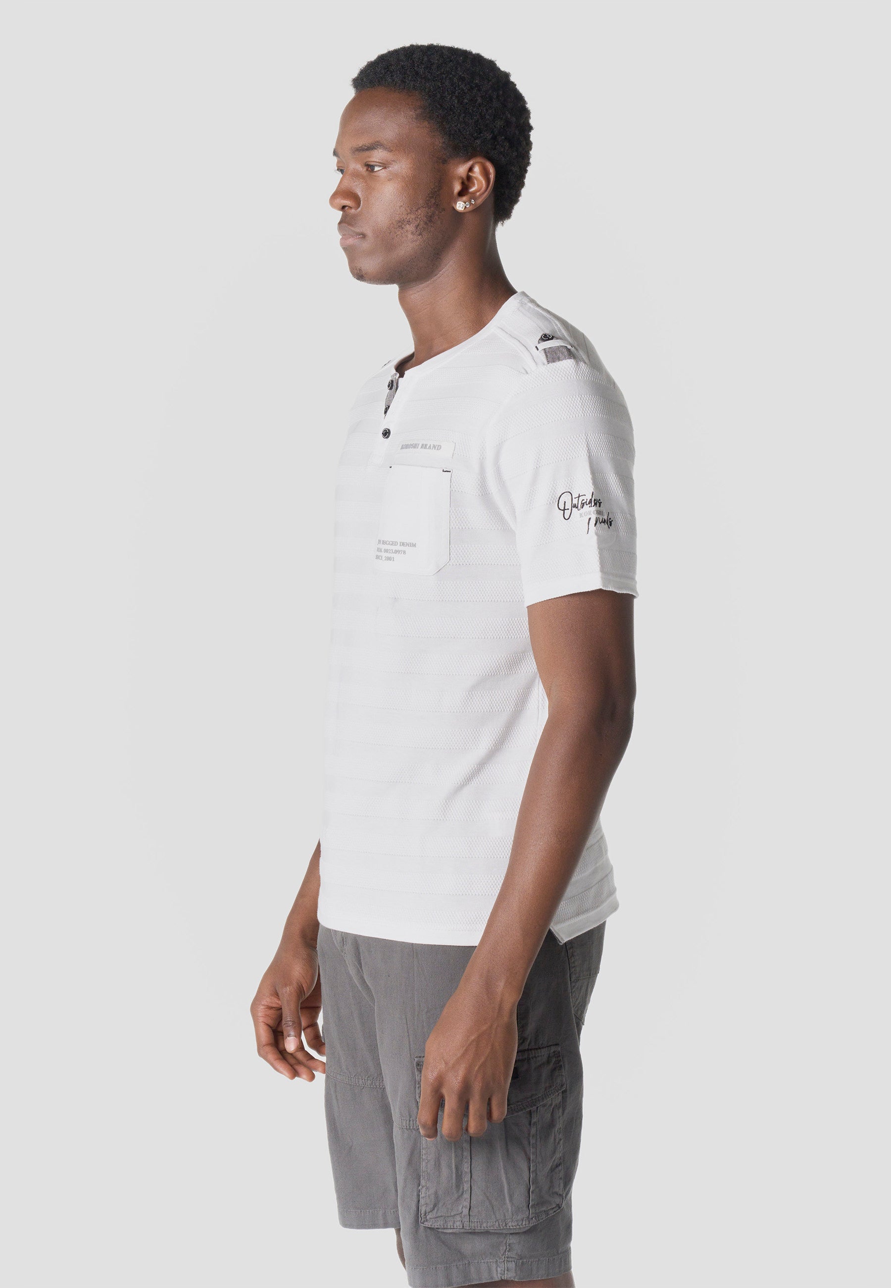 Camiseta Hombre Manga Corta Henley Texturizada Bolsillo – Koroshi 2611MC36