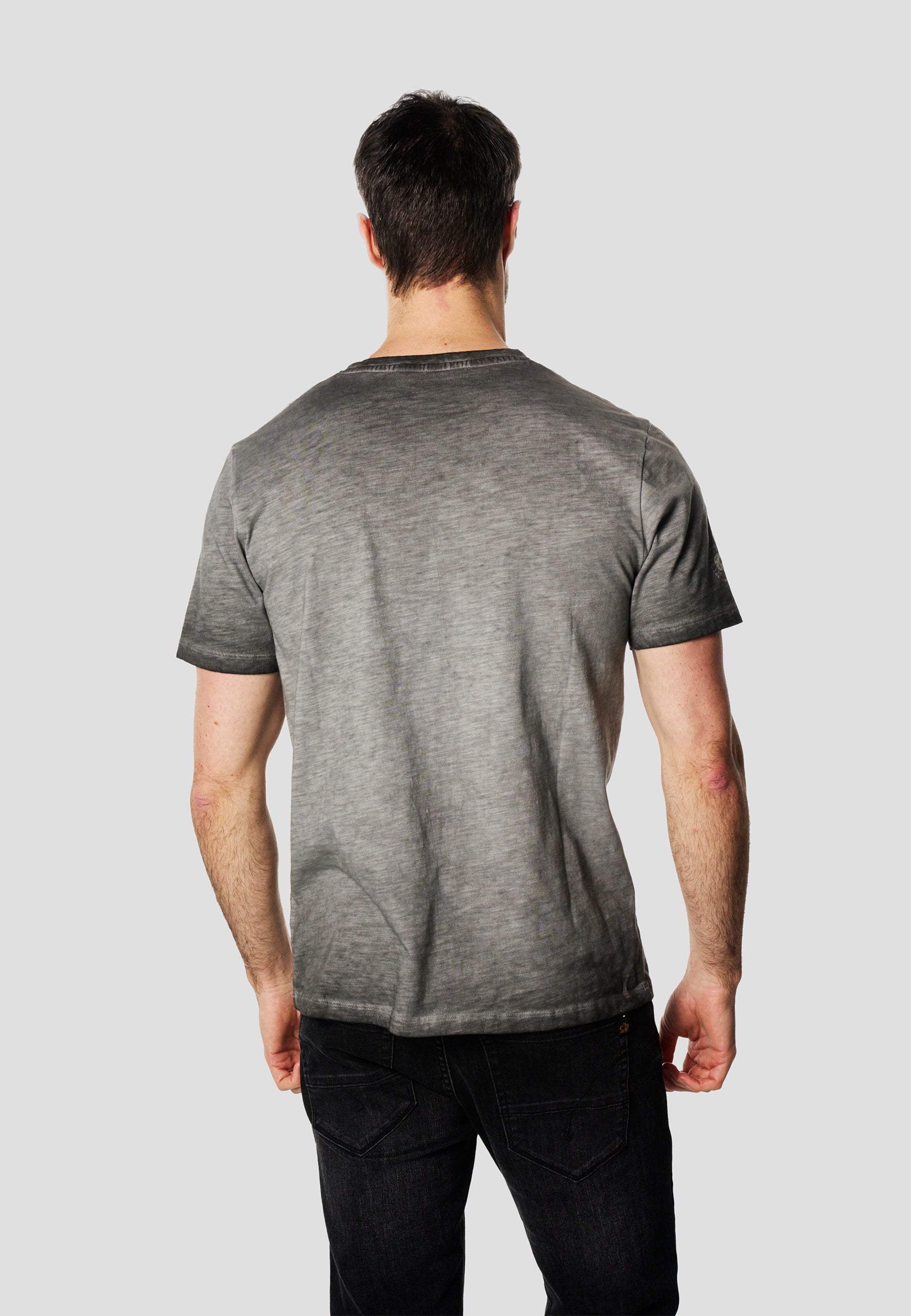 Camiseta Hombre Manga Corta Lavada Print Calavera Gris – Koroshi