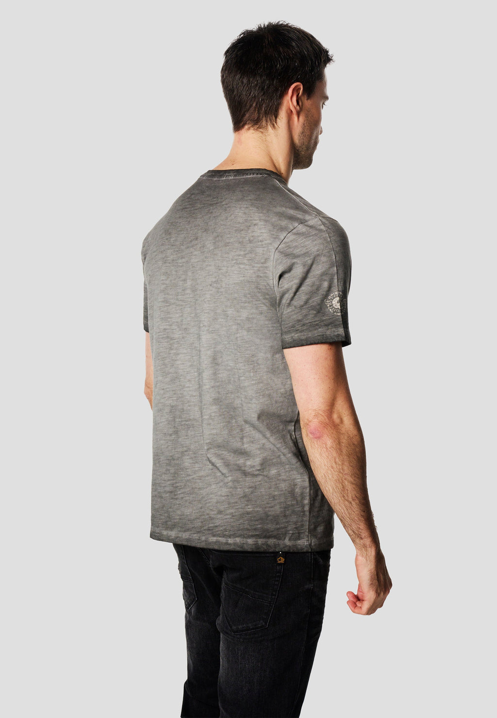 Camiseta Hombre Manga Corta Lavada Print Calavera Gris – Koroshi