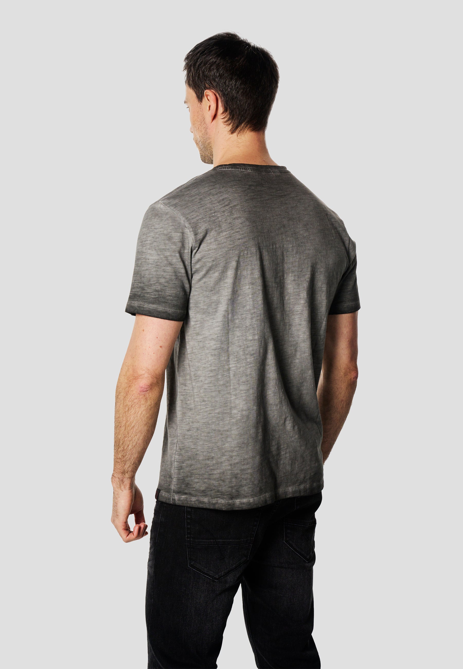 Camiseta Hombre Manga Corta Lavada Print Calavera Gris – Koroshi