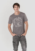 Camiseta Hombre Manga Corta Lavada Print Rider Gris – Koroshi