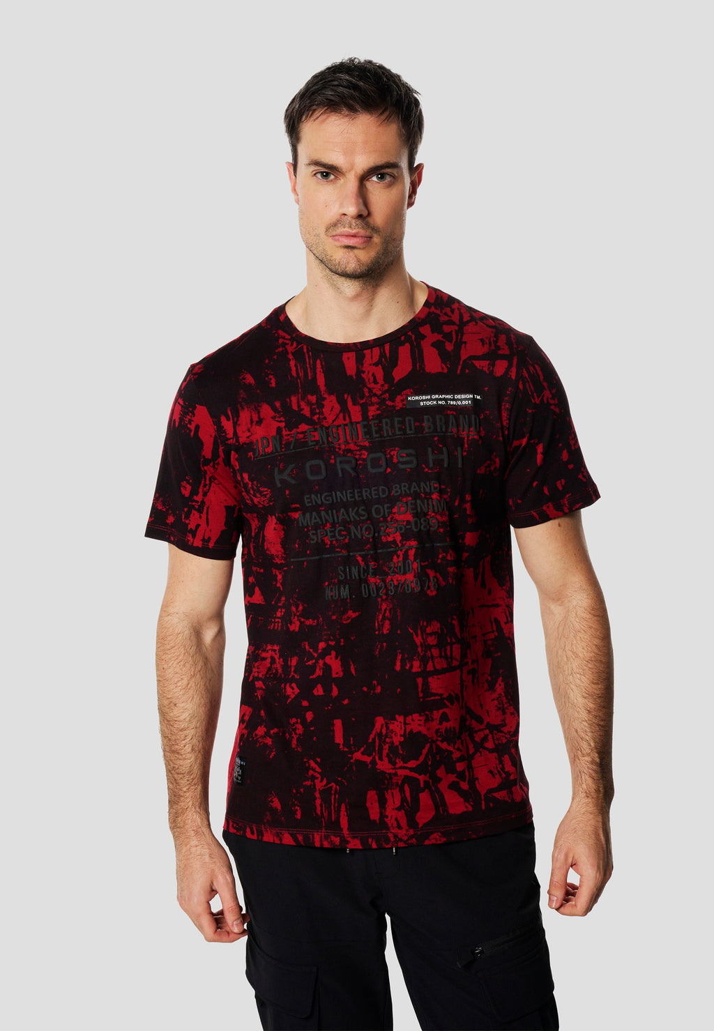 Camiseta Hombre Manga Corta Estampado All Over Roja – Koroshi