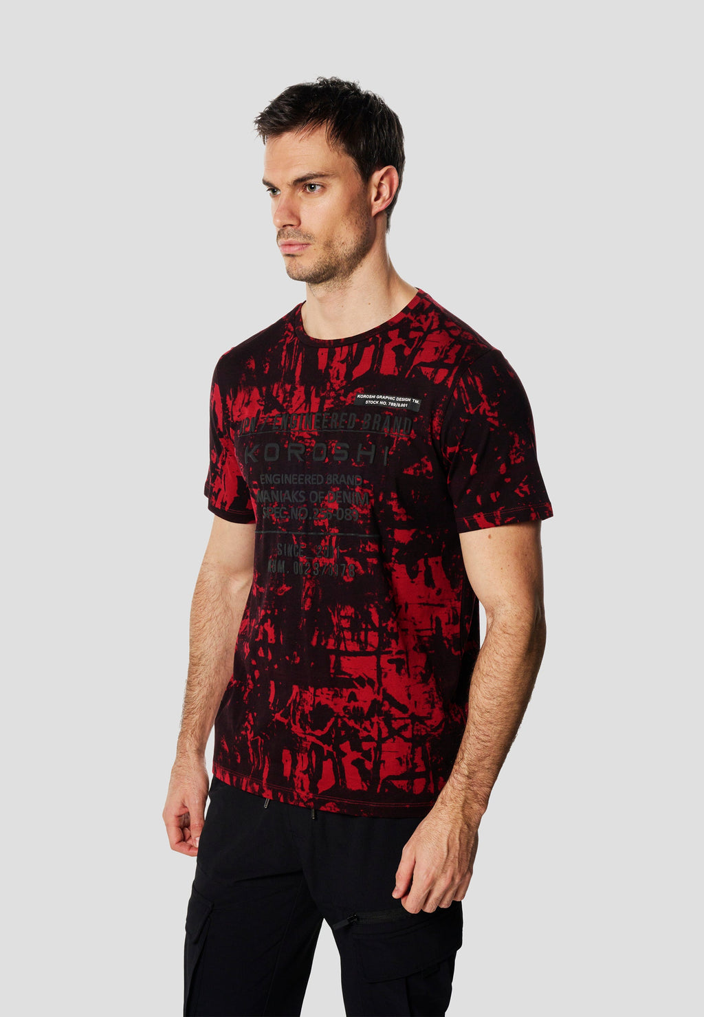 Camiseta Hombre Manga Corta Estampado All Over Roja – Koroshi
