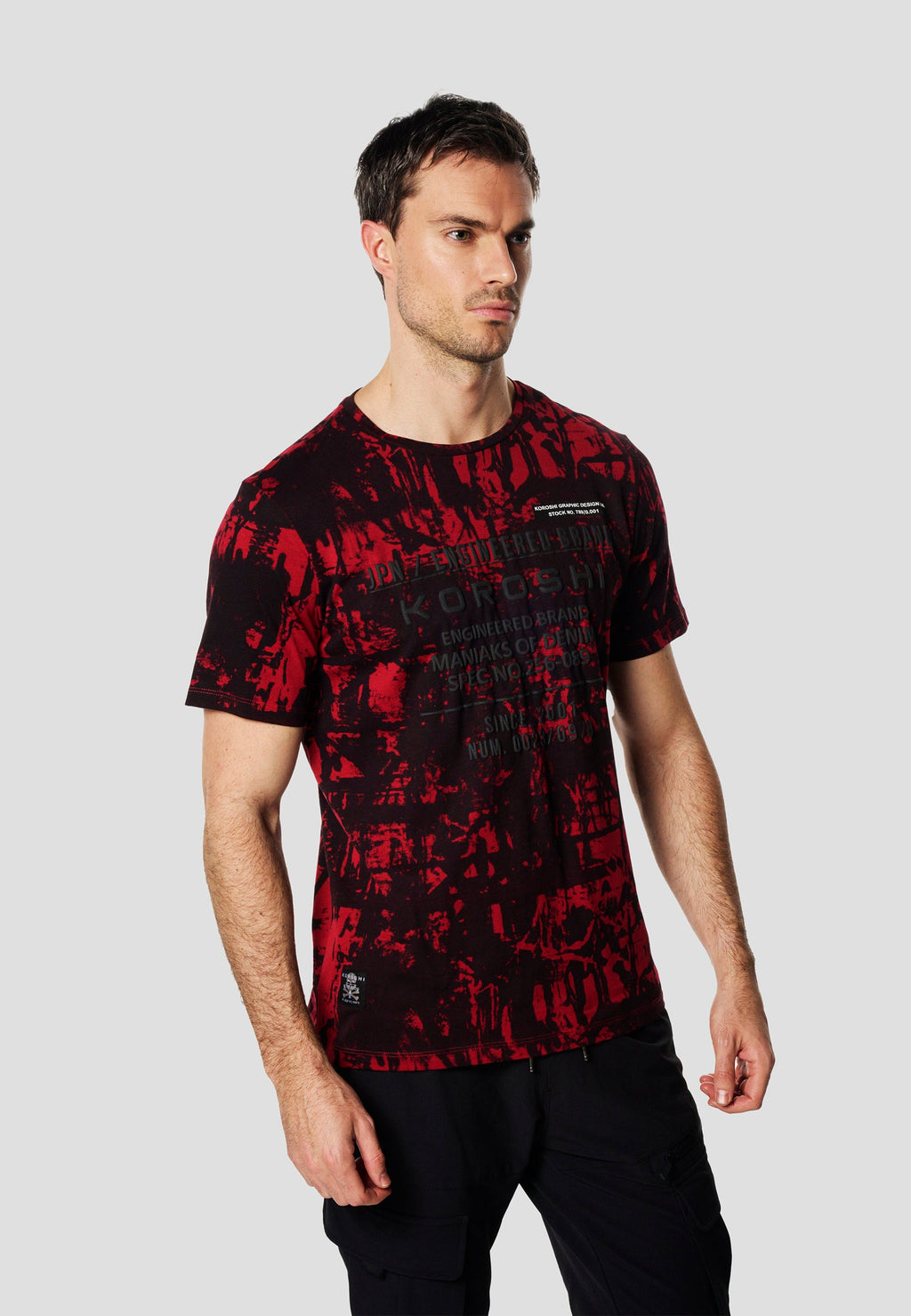 Camiseta Hombre Manga Corta Estampado All Over Roja – Koroshi