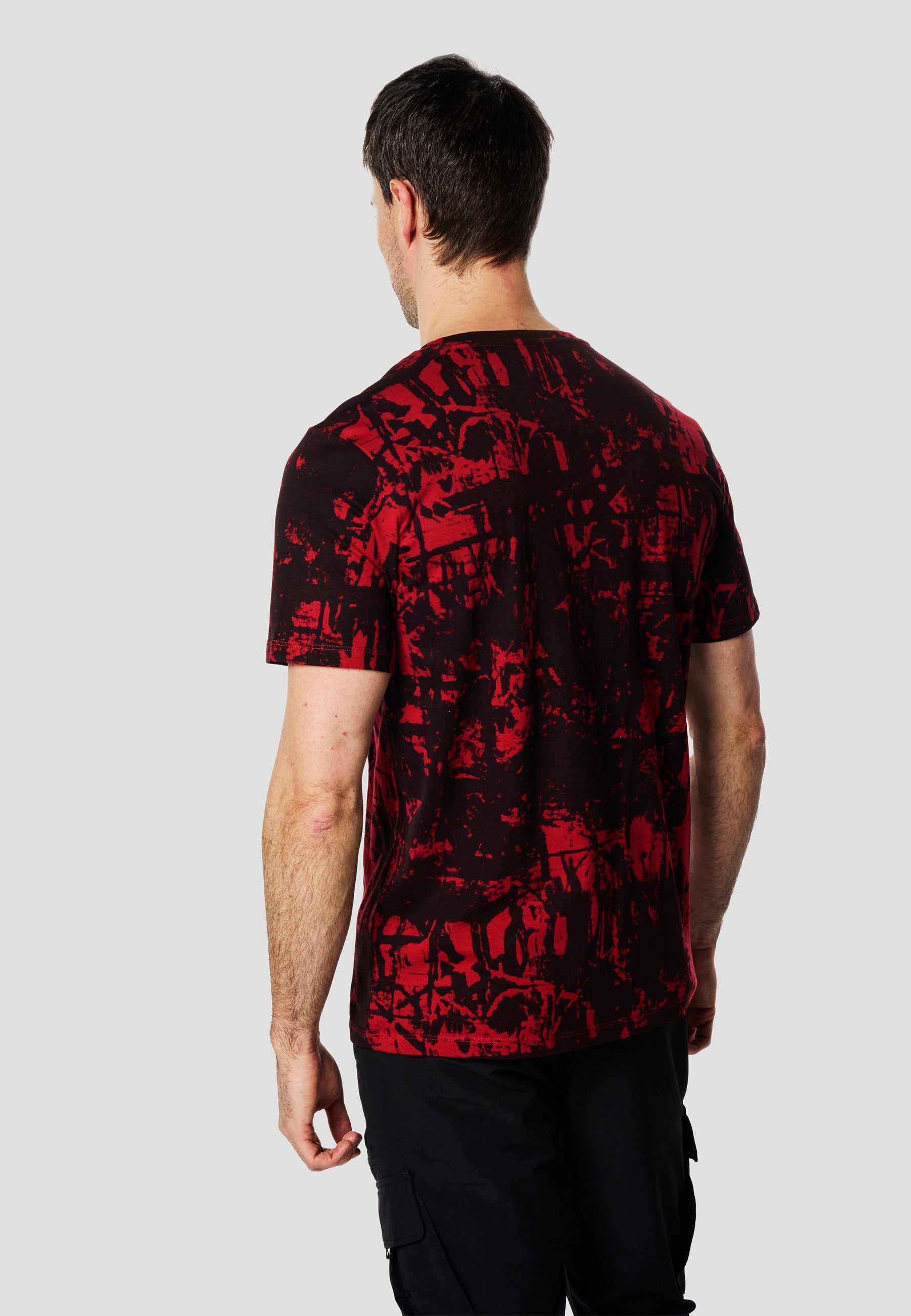 Camiseta Hombre Manga Corta Estampado All Over Roja – Koroshi
