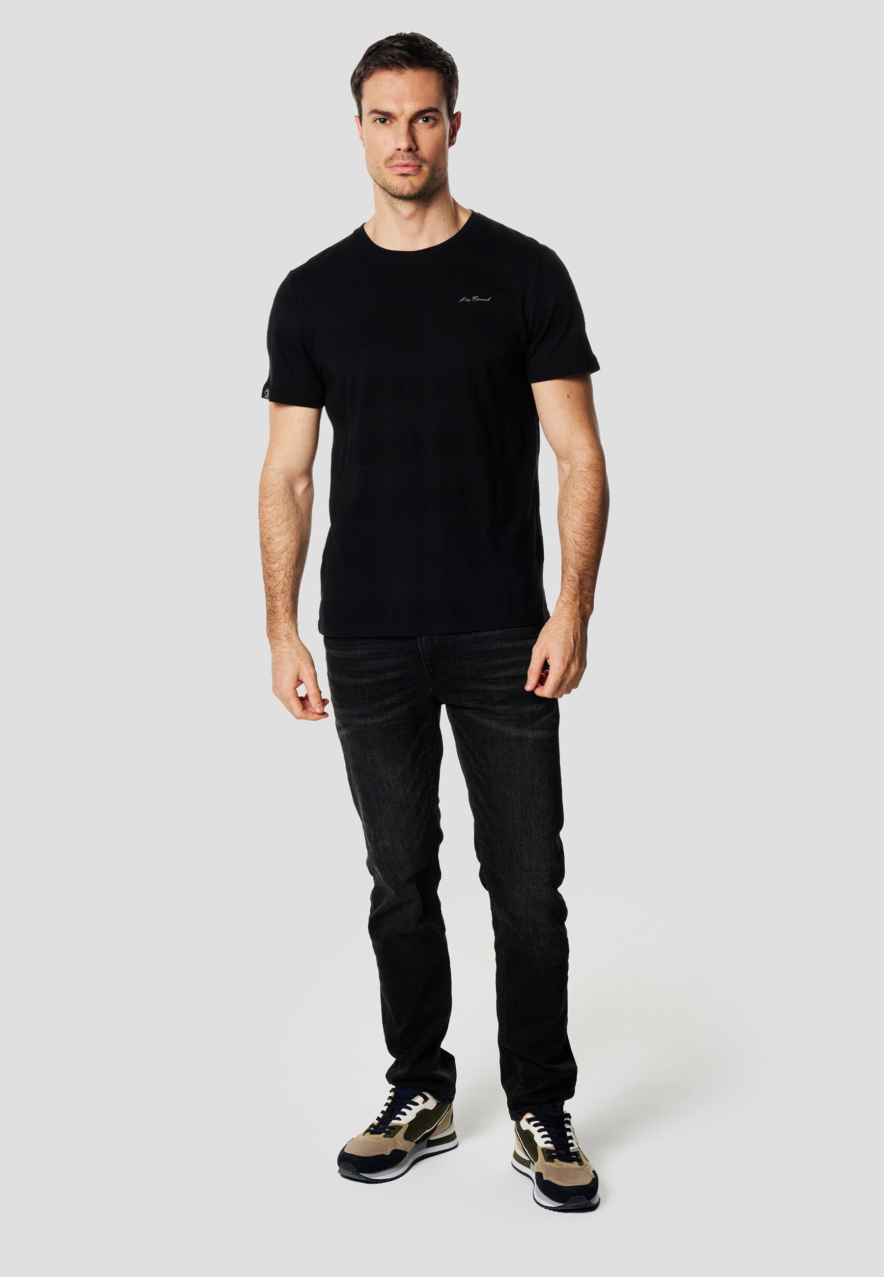 Camiseta Hombre Manga Corta Texturizada Cuello Redondo Algodón – Koroshi 2611MC61