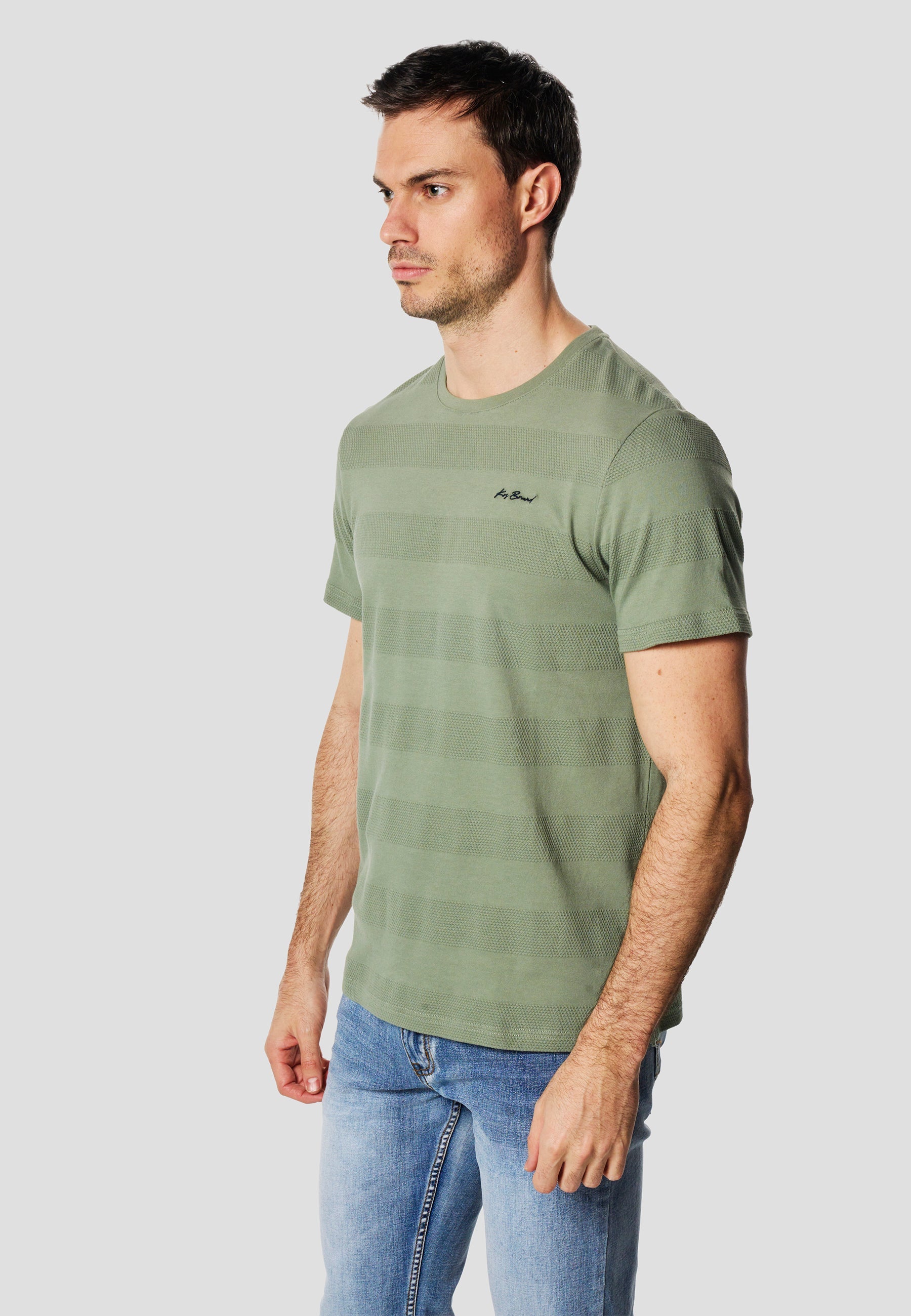 Camiseta Hombre Manga Corta Texturizada Cuello Redondo Algodón – Koroshi 2611MC61