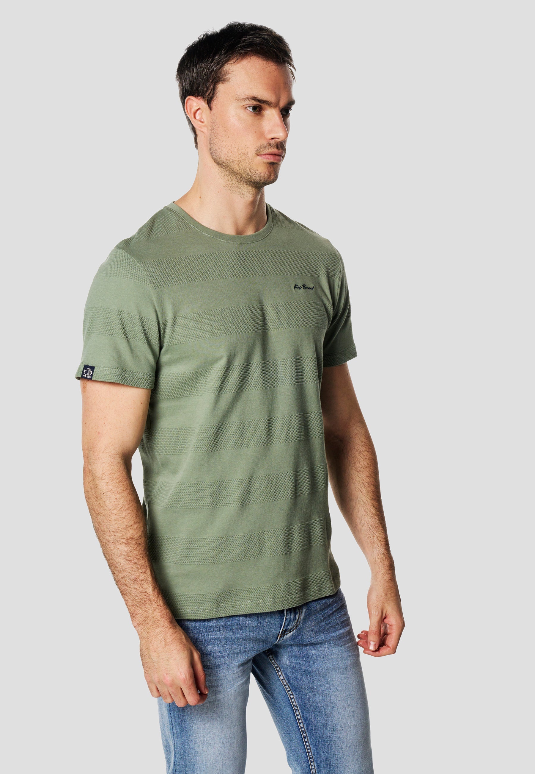 Camiseta Hombre Manga Corta Texturizada Cuello Redondo Algodón – Koroshi 2611MC61