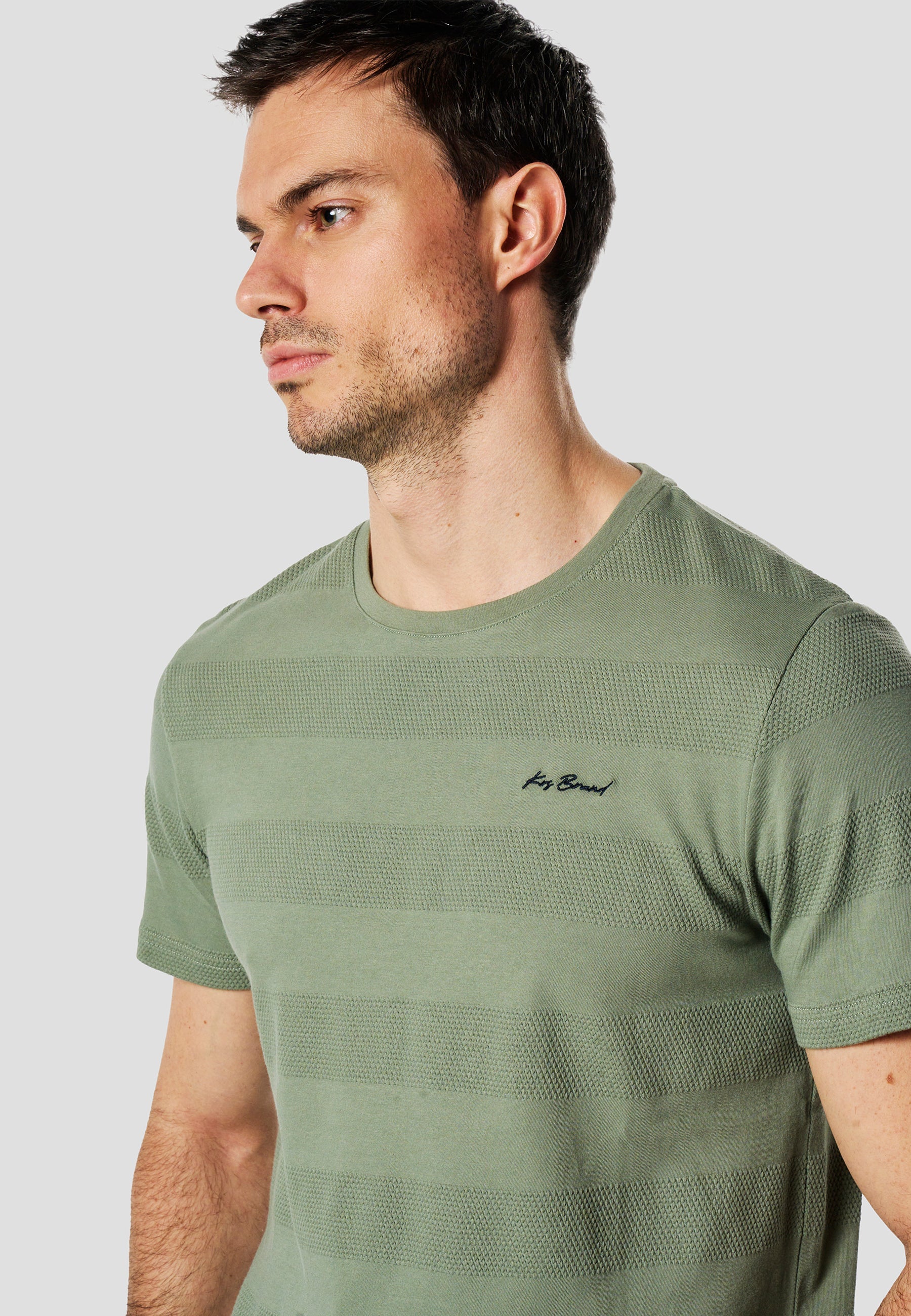 Camiseta Hombre Manga Corta Texturizada Cuello Redondo Algodón – Koroshi 2611MC61