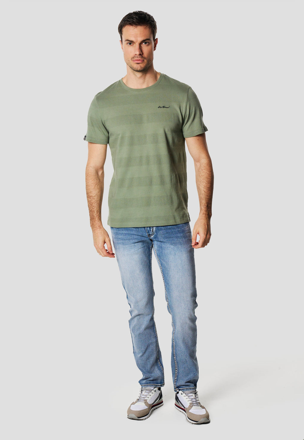 Camiseta Hombre Manga Corta Texturizada Cuello Redondo Algodón – Koroshi 2611MC61