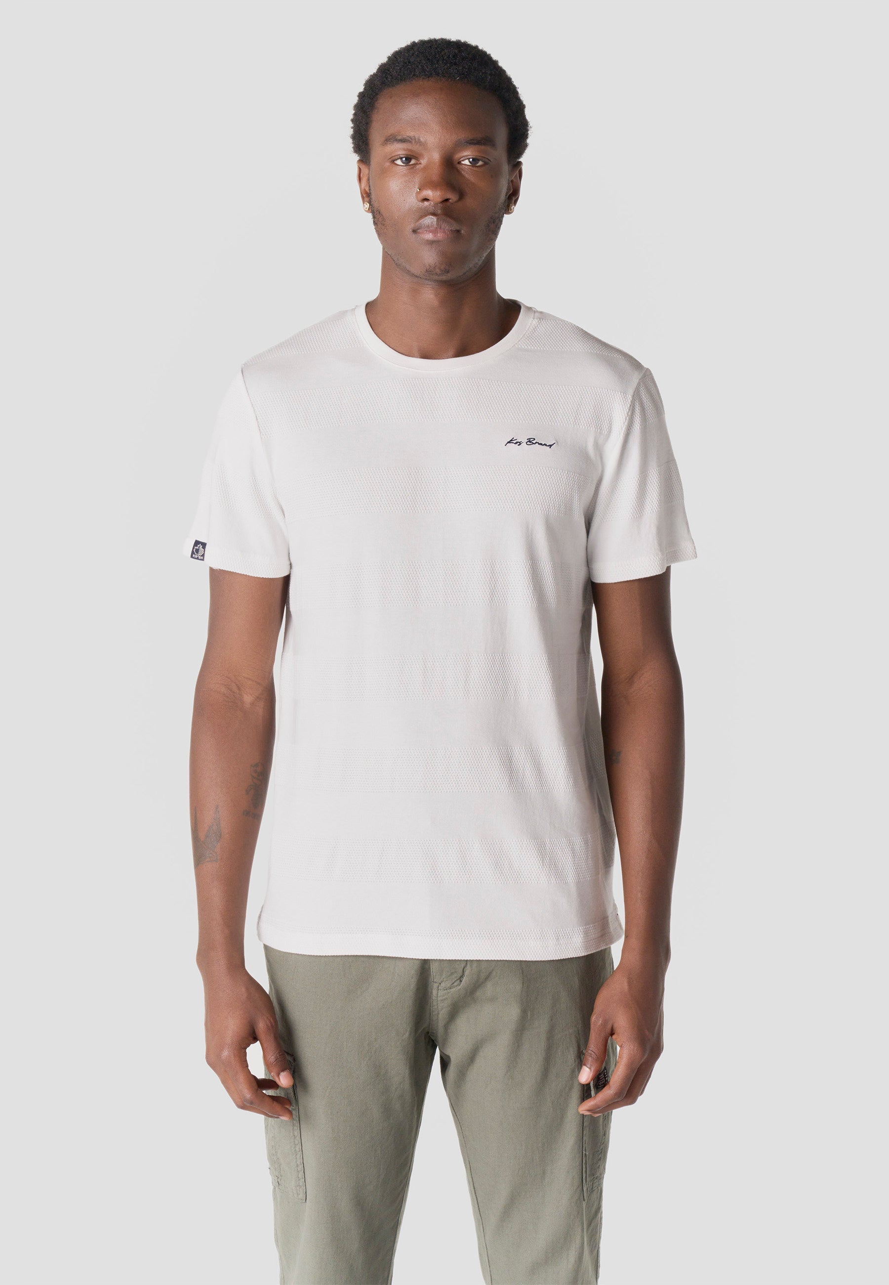 Camiseta Hombre Manga Corta Texturizada Cuello Redondo Algodón – Koroshi 2611MC61