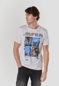 Camiseta Hombre Manga Corta Estampado Japan Neon Blanca – Koroshi