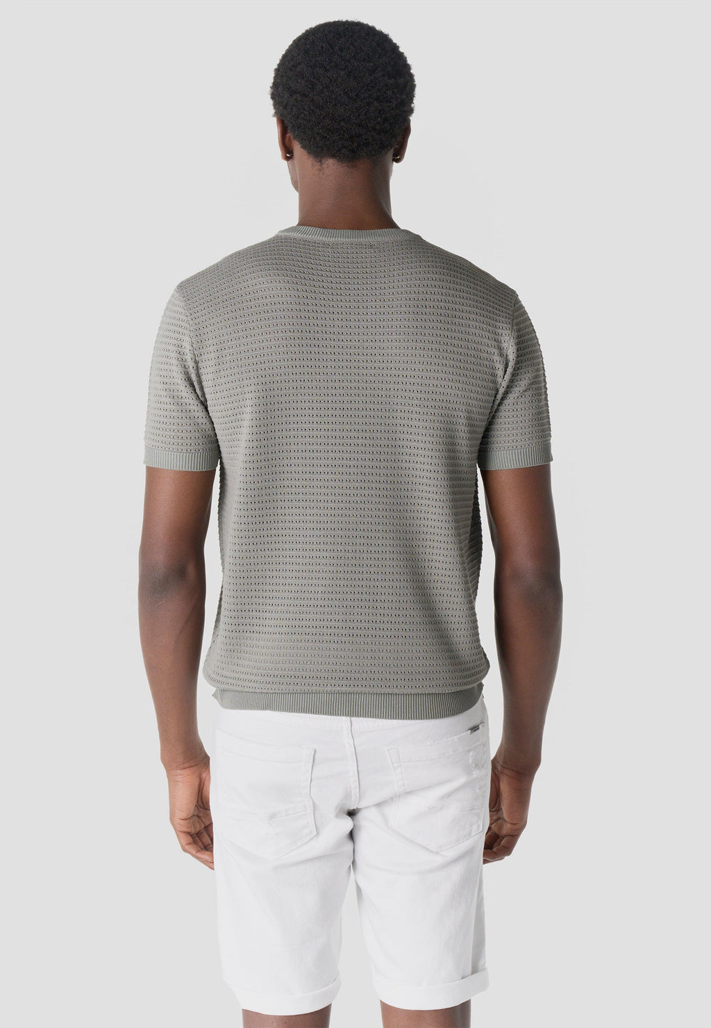 Camiseta Hombre Manga Corta Henley Tricot Kaki – Koroshi