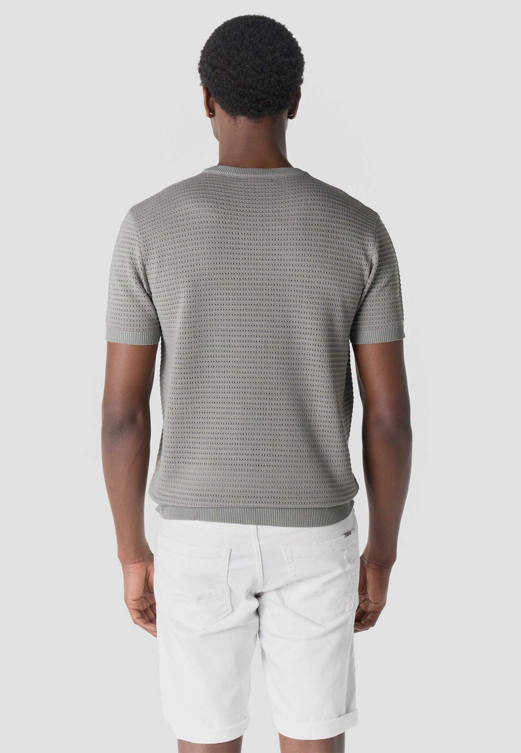 Camiseta Hombre Manga Corta Henley Tricot Kaki – Koroshi