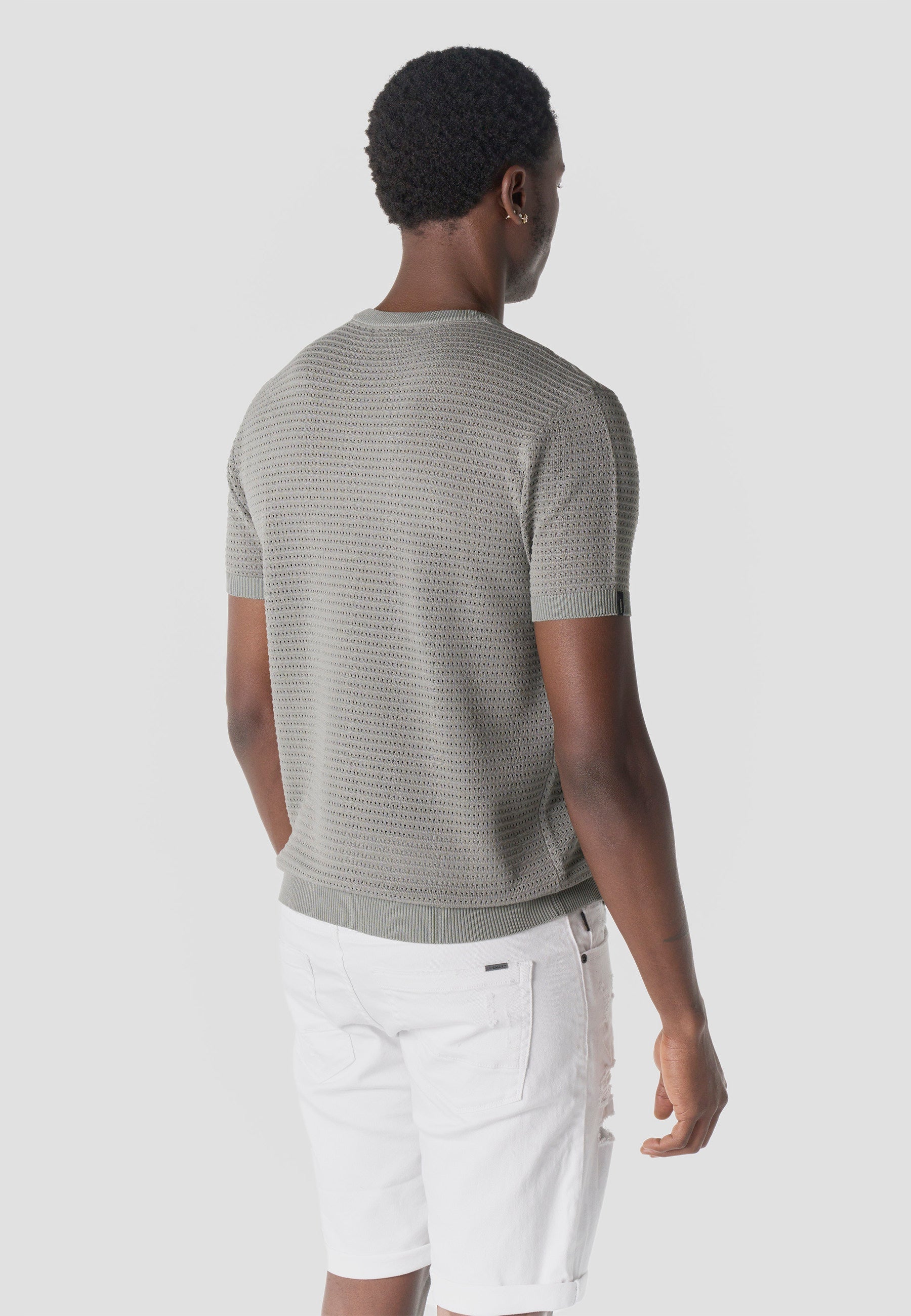Camiseta Hombre Manga Corta Henley Tricot Kaki – Koroshi