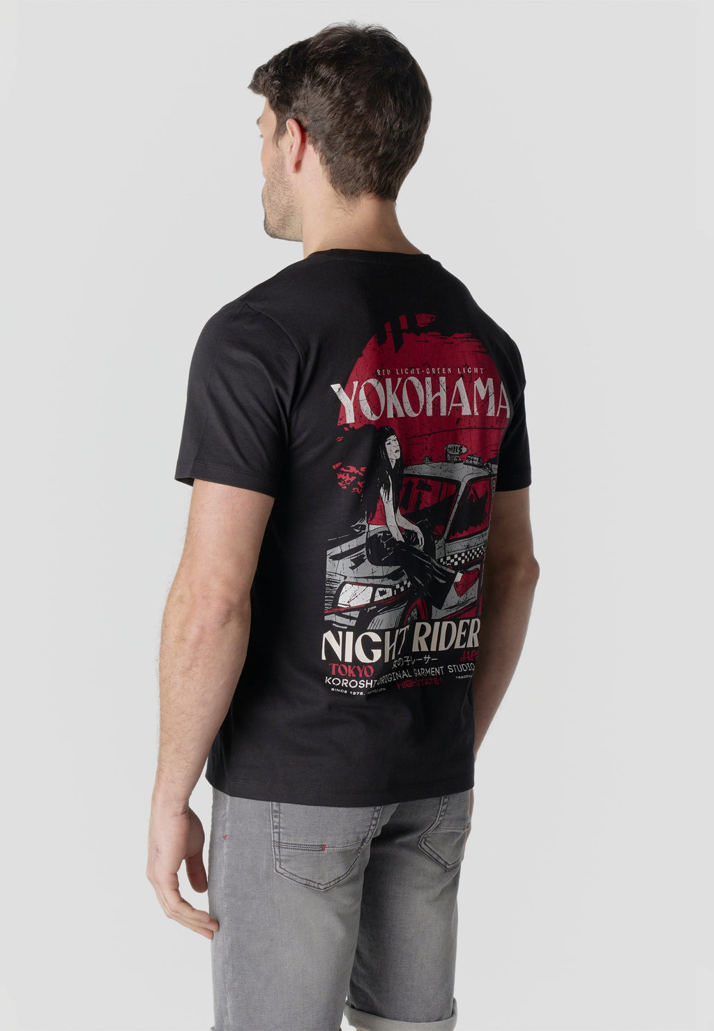 Camiseta Hombre Manga Corta Print Urban Bordado Negra – Koroshi