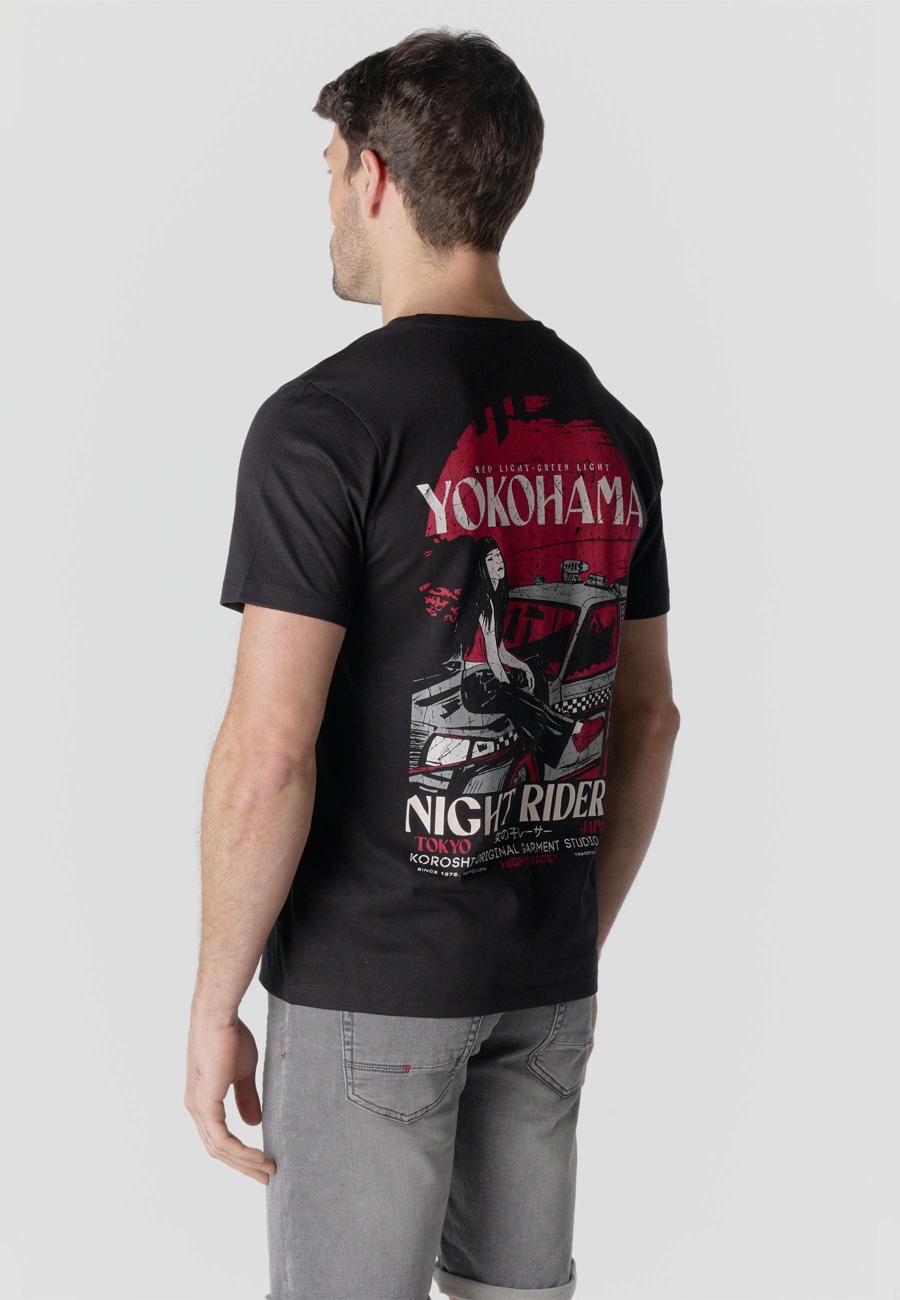 Camiseta Hombre Manga Corta Print Urban Bordado Negra – Koroshi