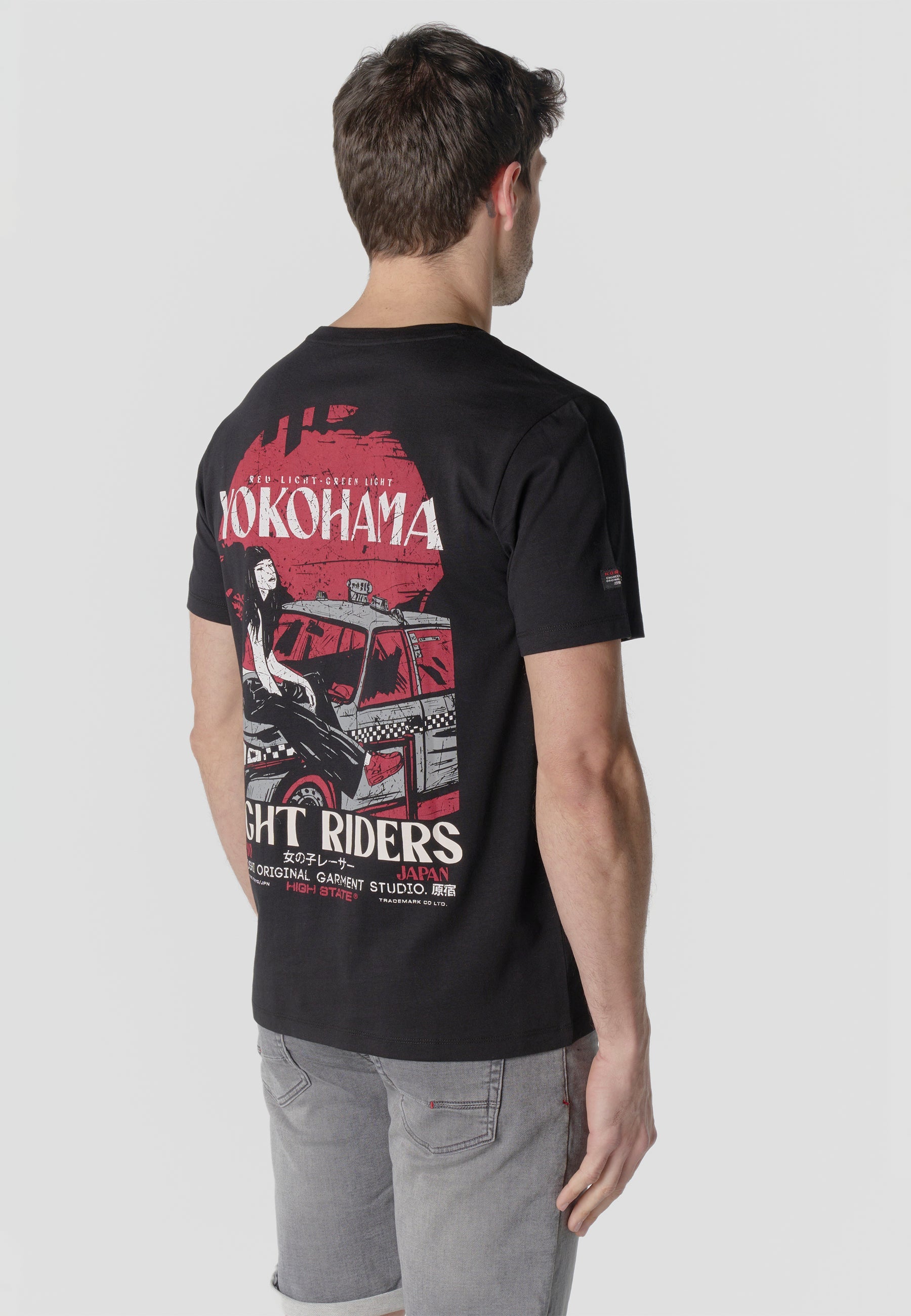 Camiseta Hombre Manga Corta Print Urban Bordado Negra – Koroshi