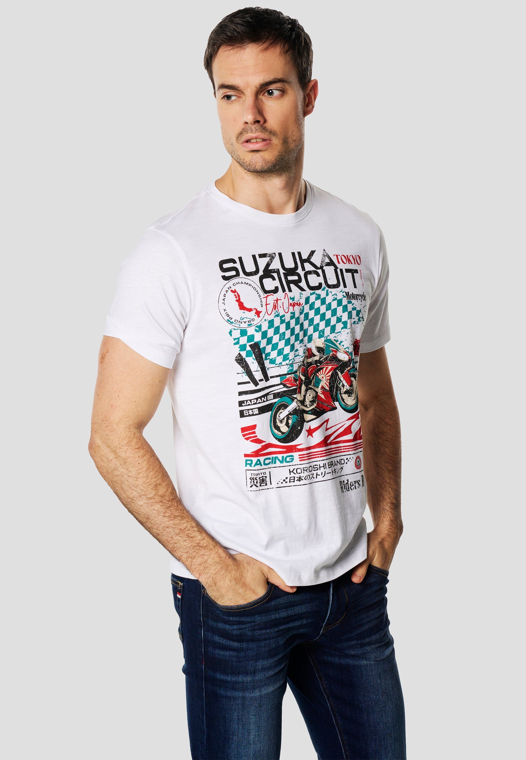 Camiseta Hombre Manga Corta Estampado Racing Japón Crudo – Koroshi