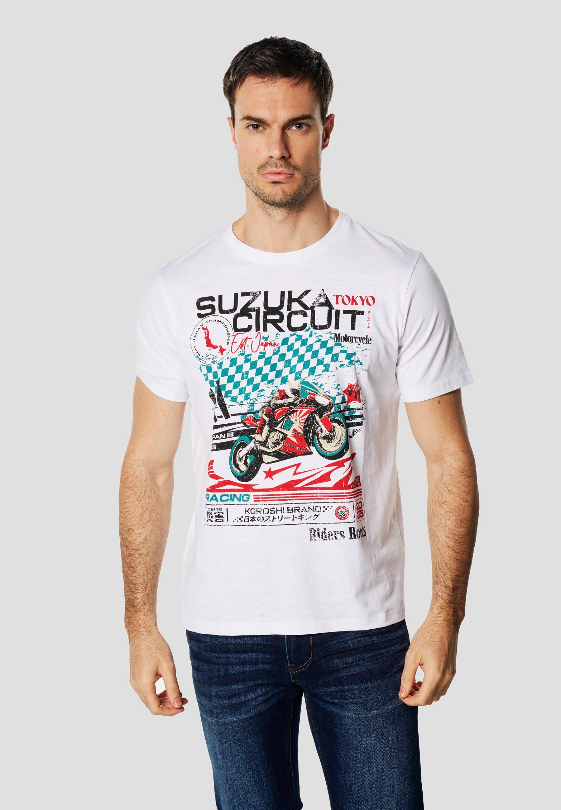 Camiseta Hombre Manga Corta Estampado Racing Japón Crudo – Koroshi