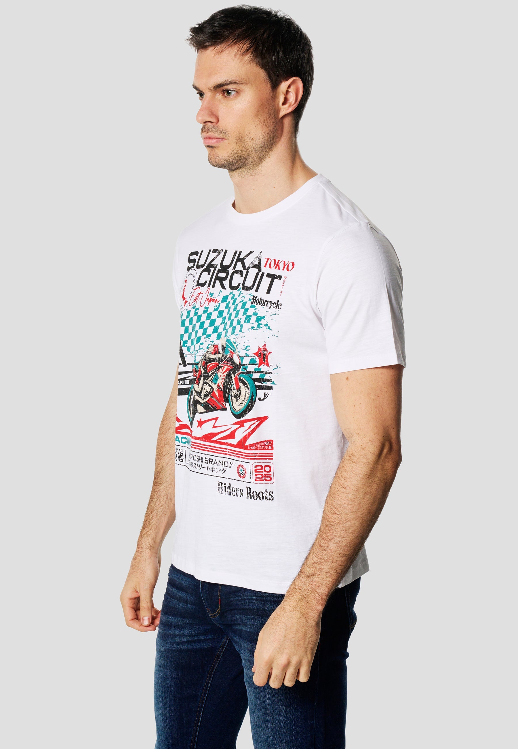 Camiseta Hombre Manga Corta Estampado Racing Japón Crudo – Koroshi
