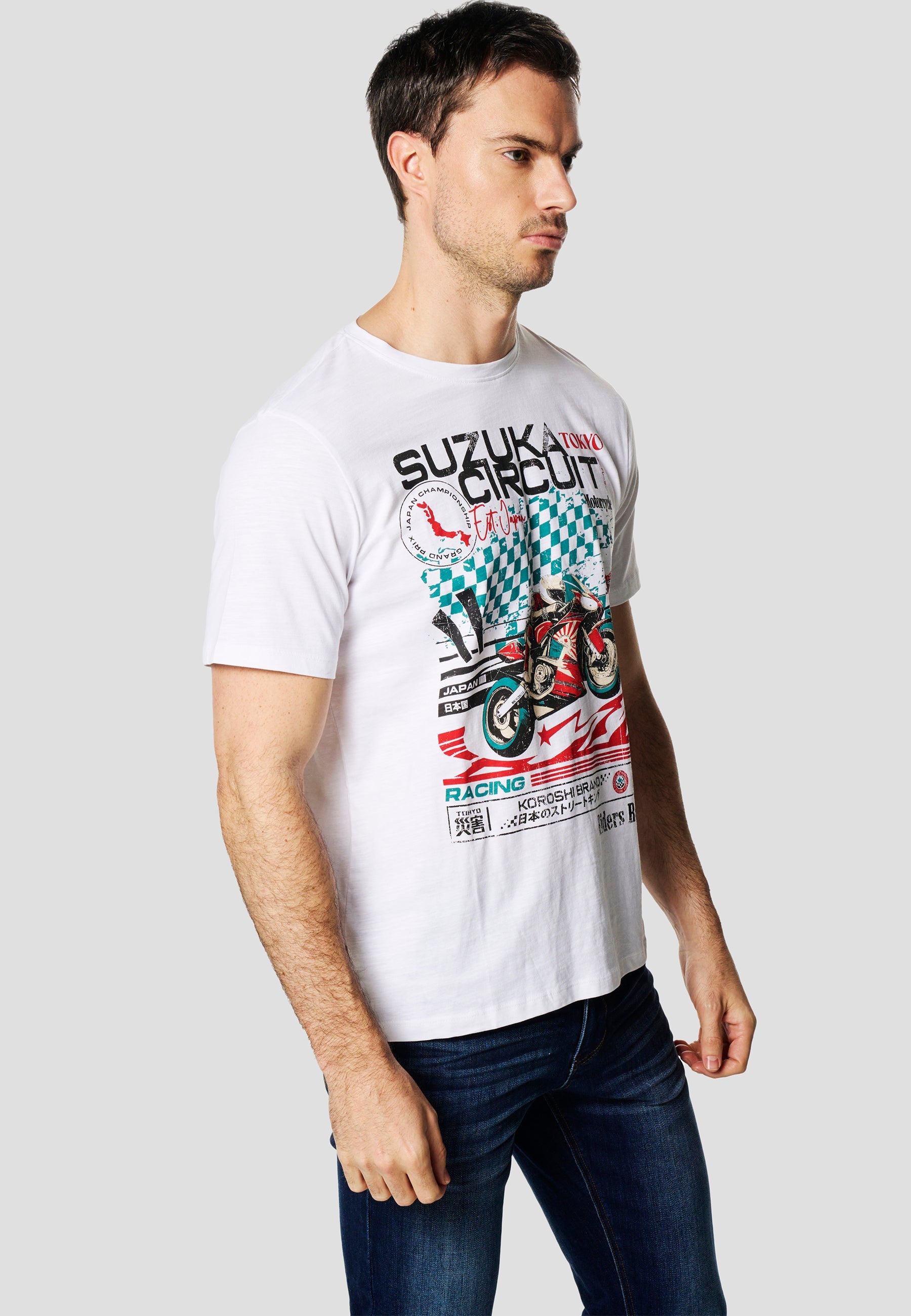 Camiseta Hombre Manga Corta Estampado Racing Japón Crudo – Koroshi