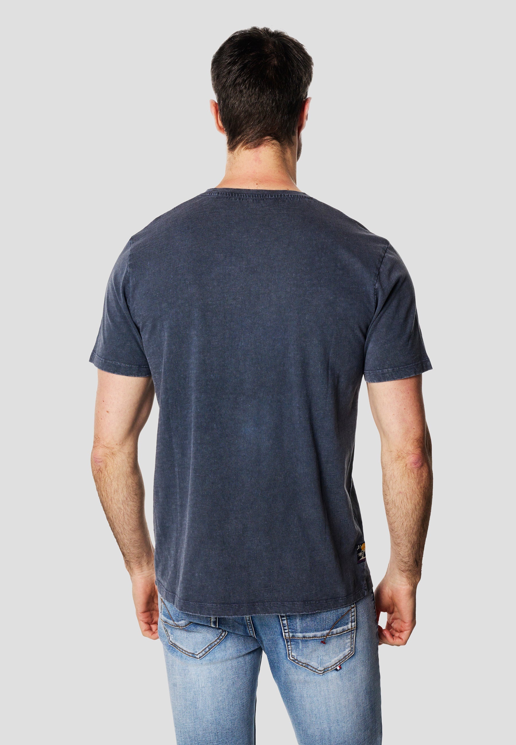 Camiseta Hombre Manga Corta Lavada Estampado Sunset Índigo – Koroshi