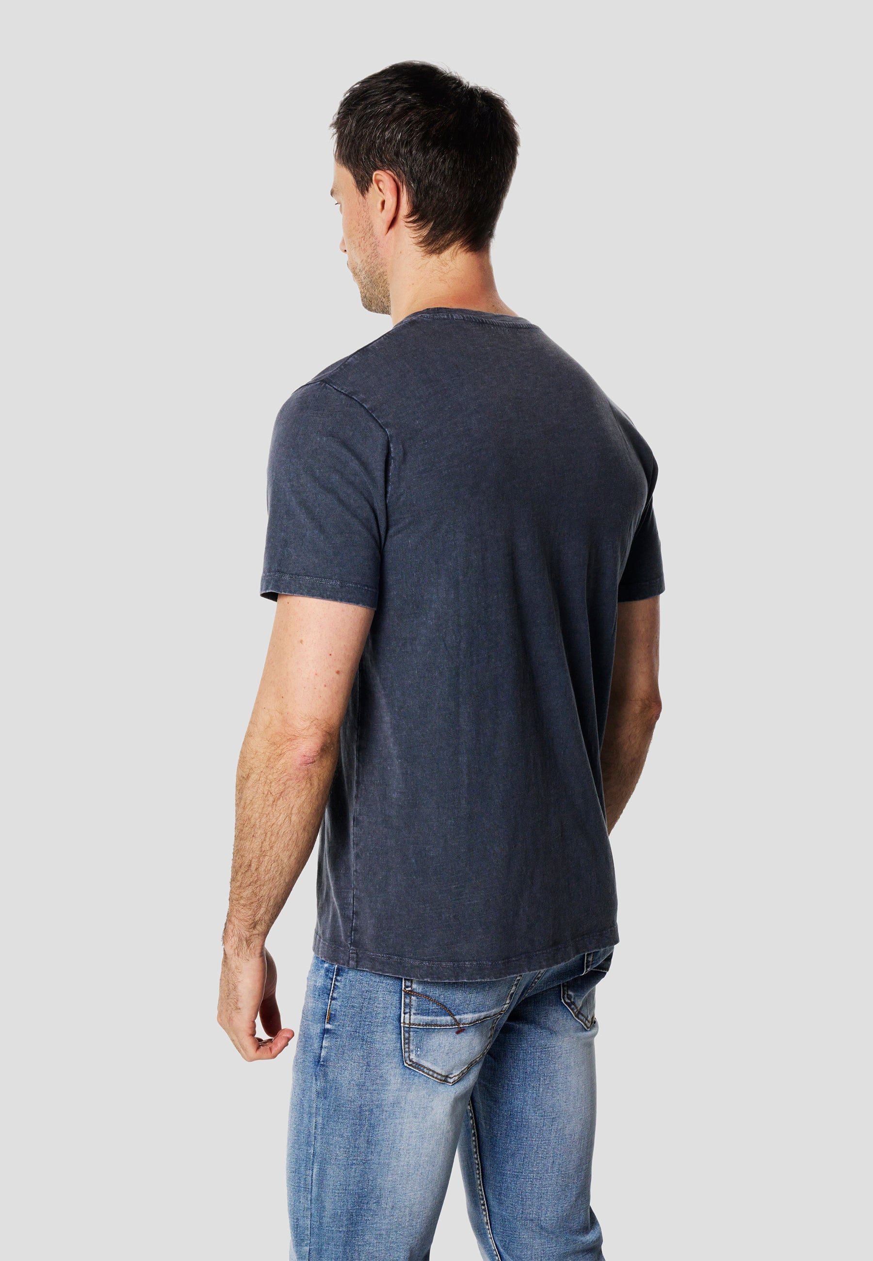 Camiseta Hombre Manga Corta Lavada Estampado Sunset Índigo – Koroshi