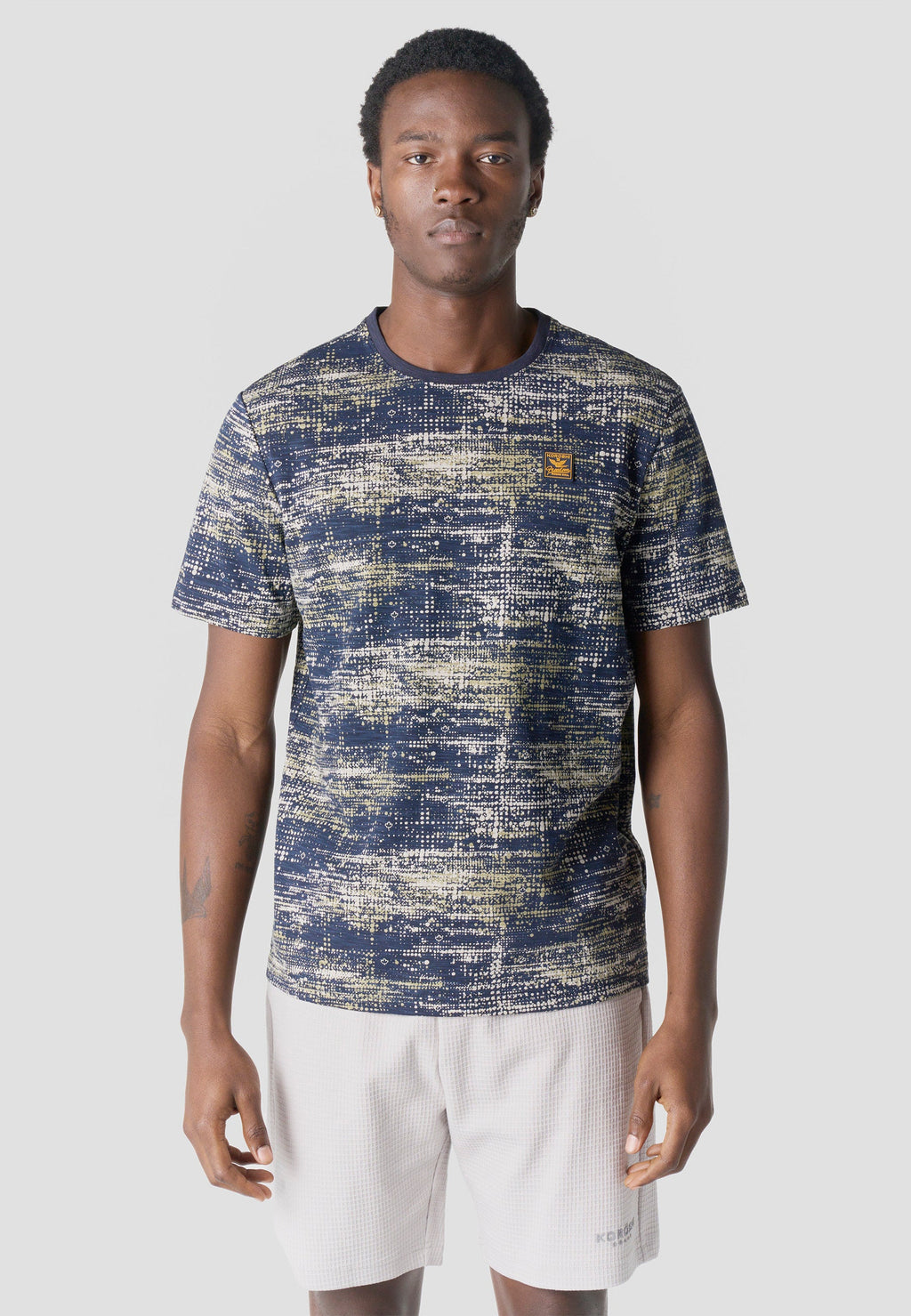Camiseta Hombre Manga Corta Estampado All Over Textura Navy – Koroshi
