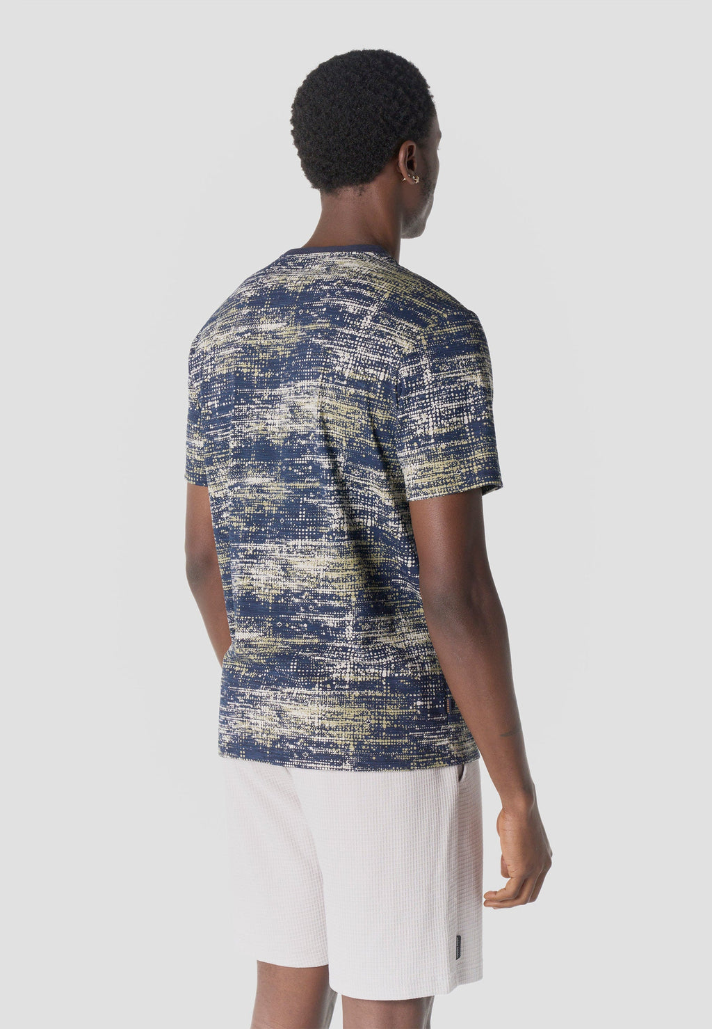 Camiseta Hombre Manga Corta Estampado All Over Textura Navy – Koroshi