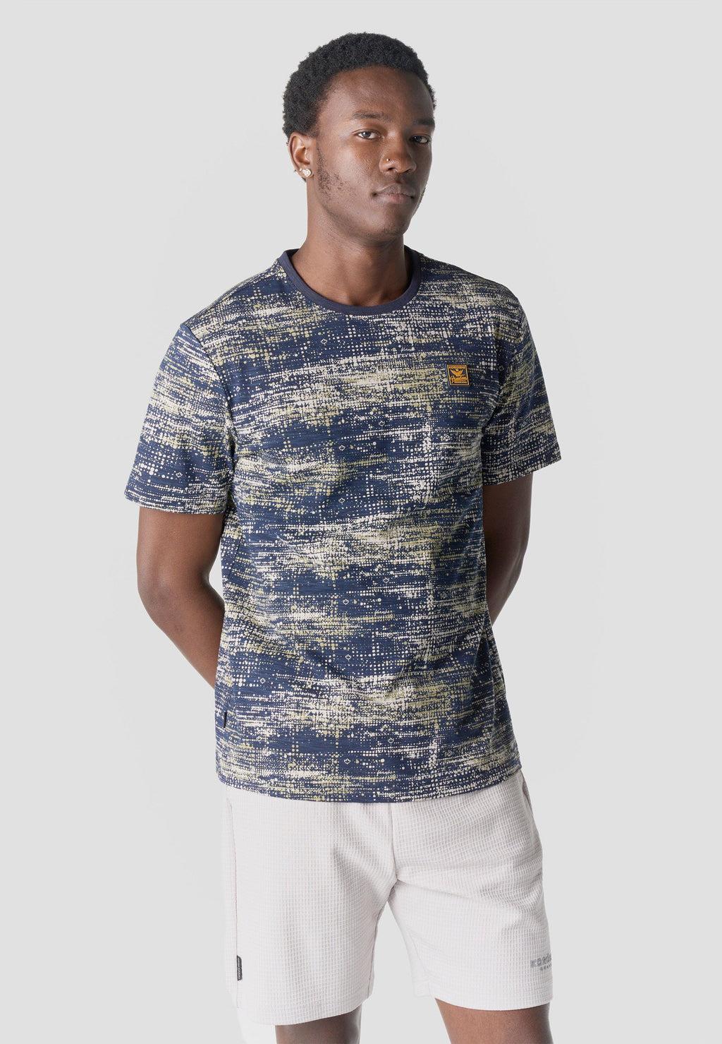 Camiseta Hombre Manga Corta Estampado All Over Textura Navy – Koroshi